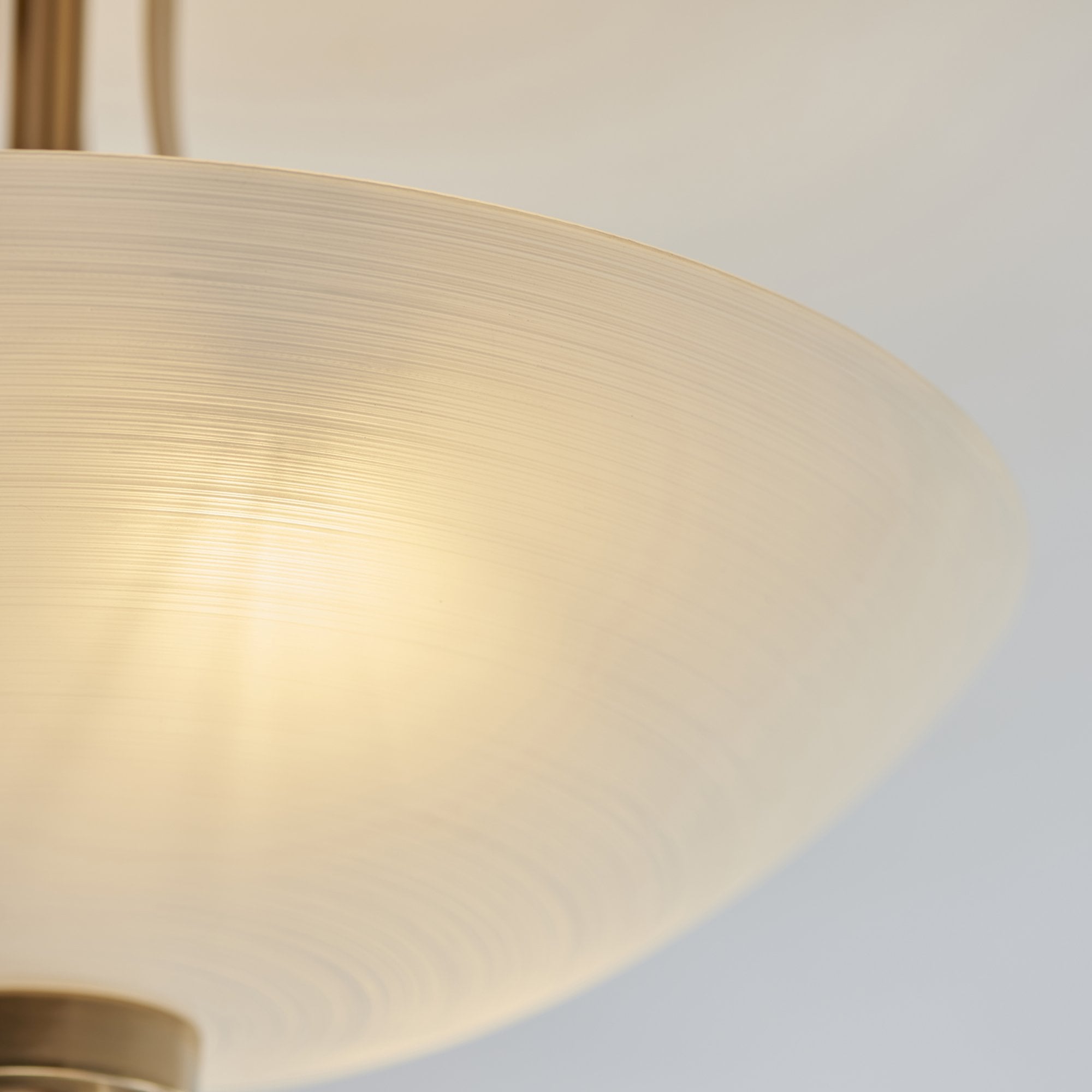 Endon Welles 3 Light Flush - Brushed Aged Brass Plate & White Glass