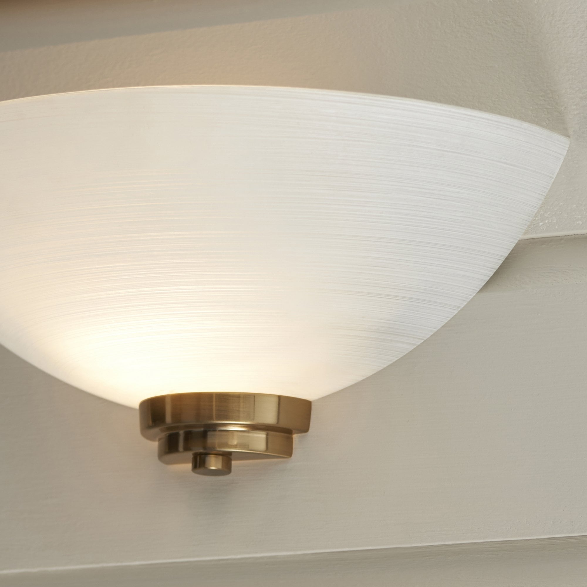 Endon Welles Single Light Wall - Brushed Aged Brass Plate & White Glass