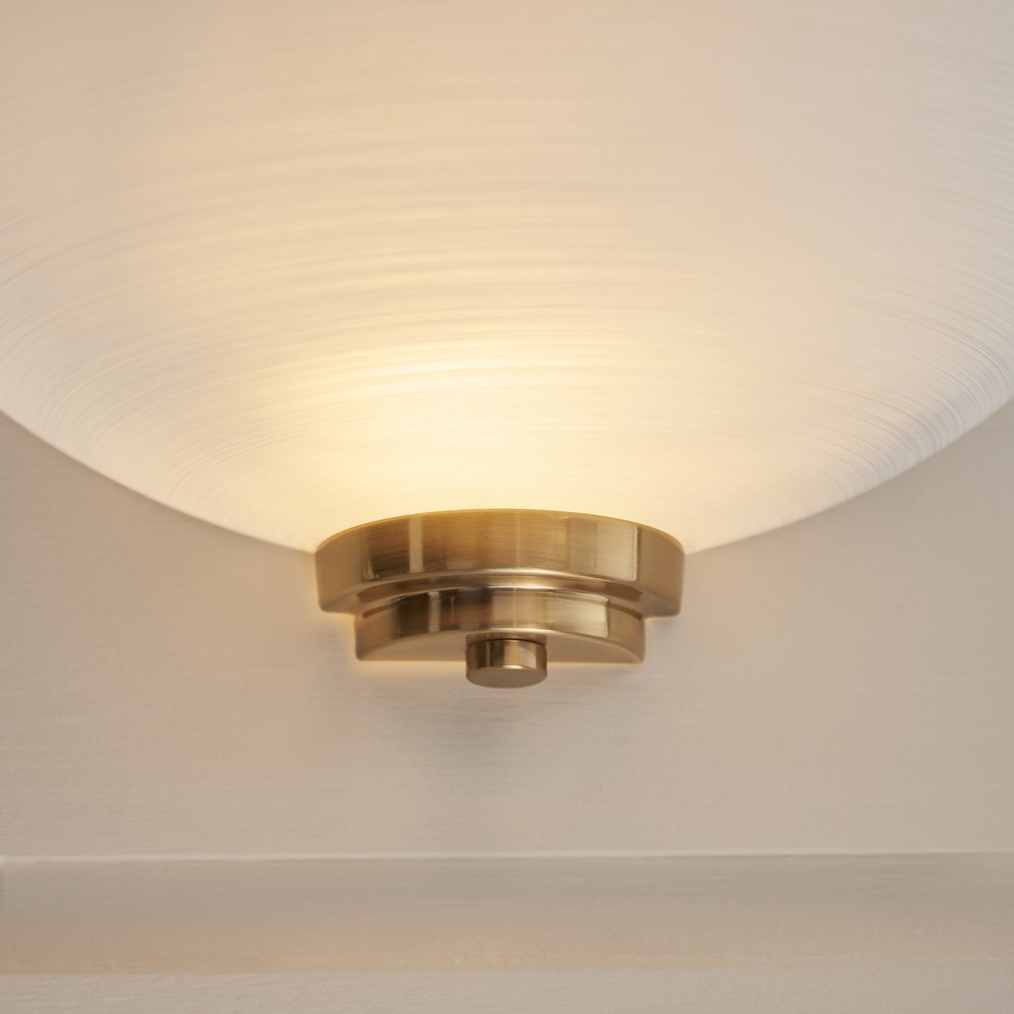Endon Welles Single Light Wall - Brushed Aged Brass Plate & White Glass