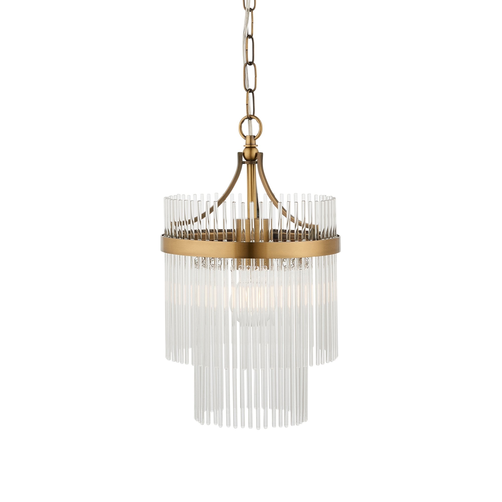 Endon Marietta Single Light Pendant - Antique Brass Plate & Clear Glass