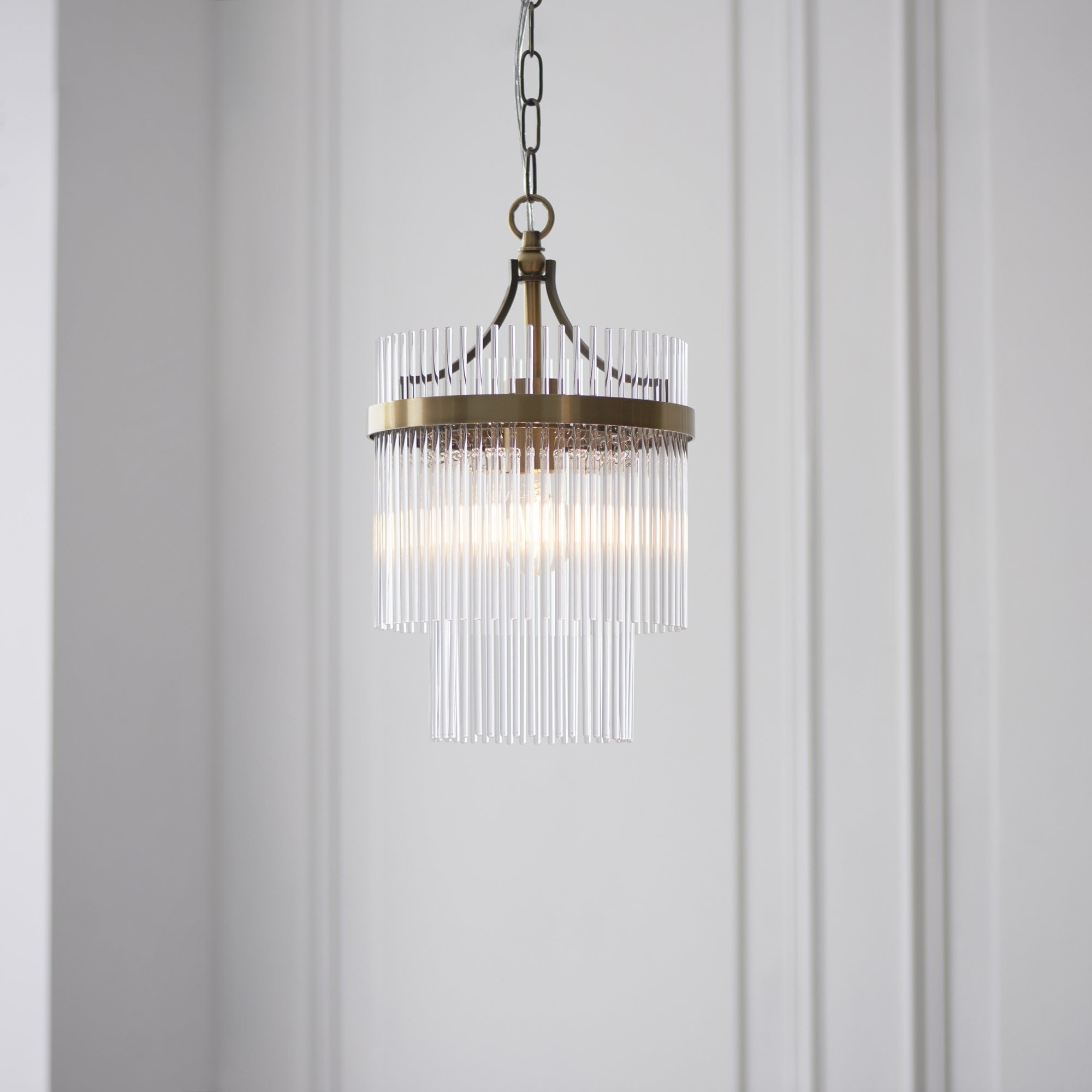 Endon Marietta Single Light Pendant - Antique Brass Plate & Clear Glass