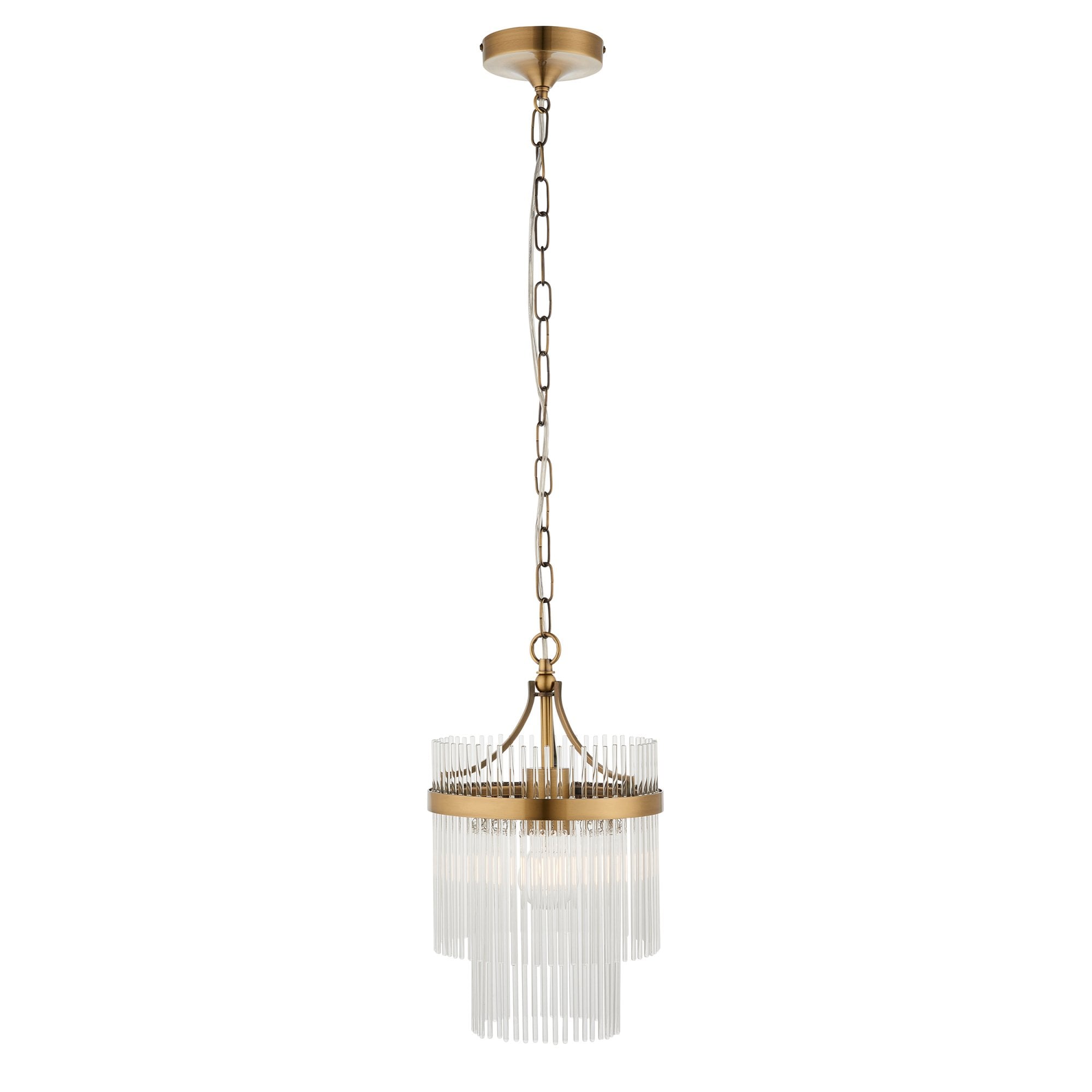 Endon Marietta Single Light Pendant - Antique Brass Plate & Clear Glass