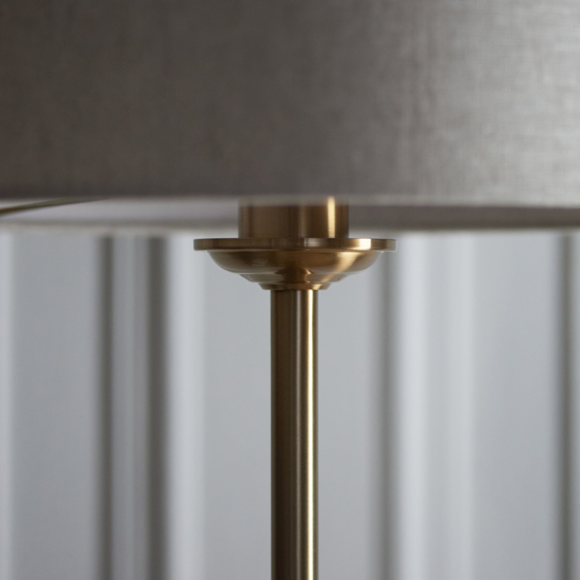 Endon Highclere Single Light Floor - Vintage Brass & Natural Linen
