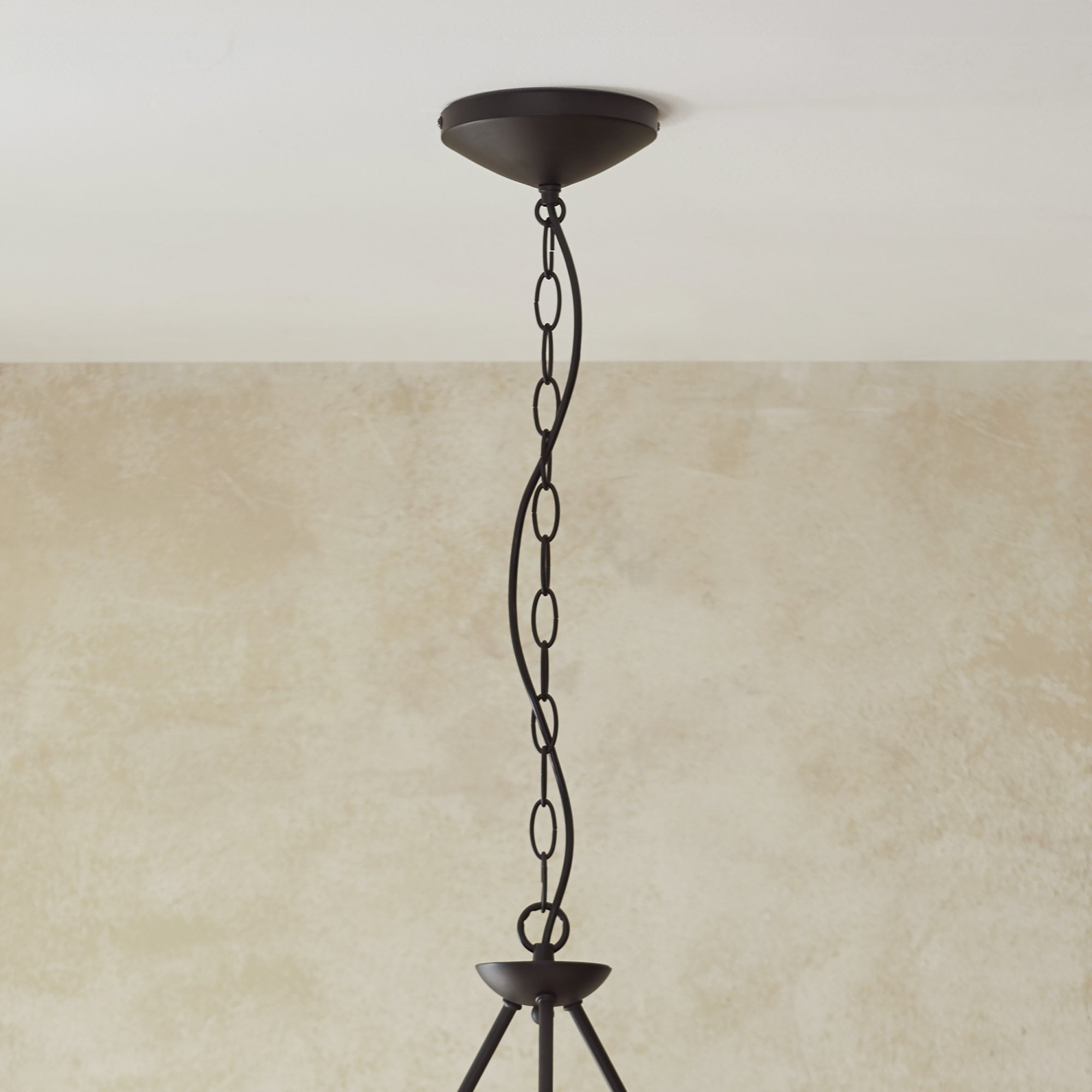 Endon Wriggle 3 Light Pendant - Matt Black & Natural Raffia