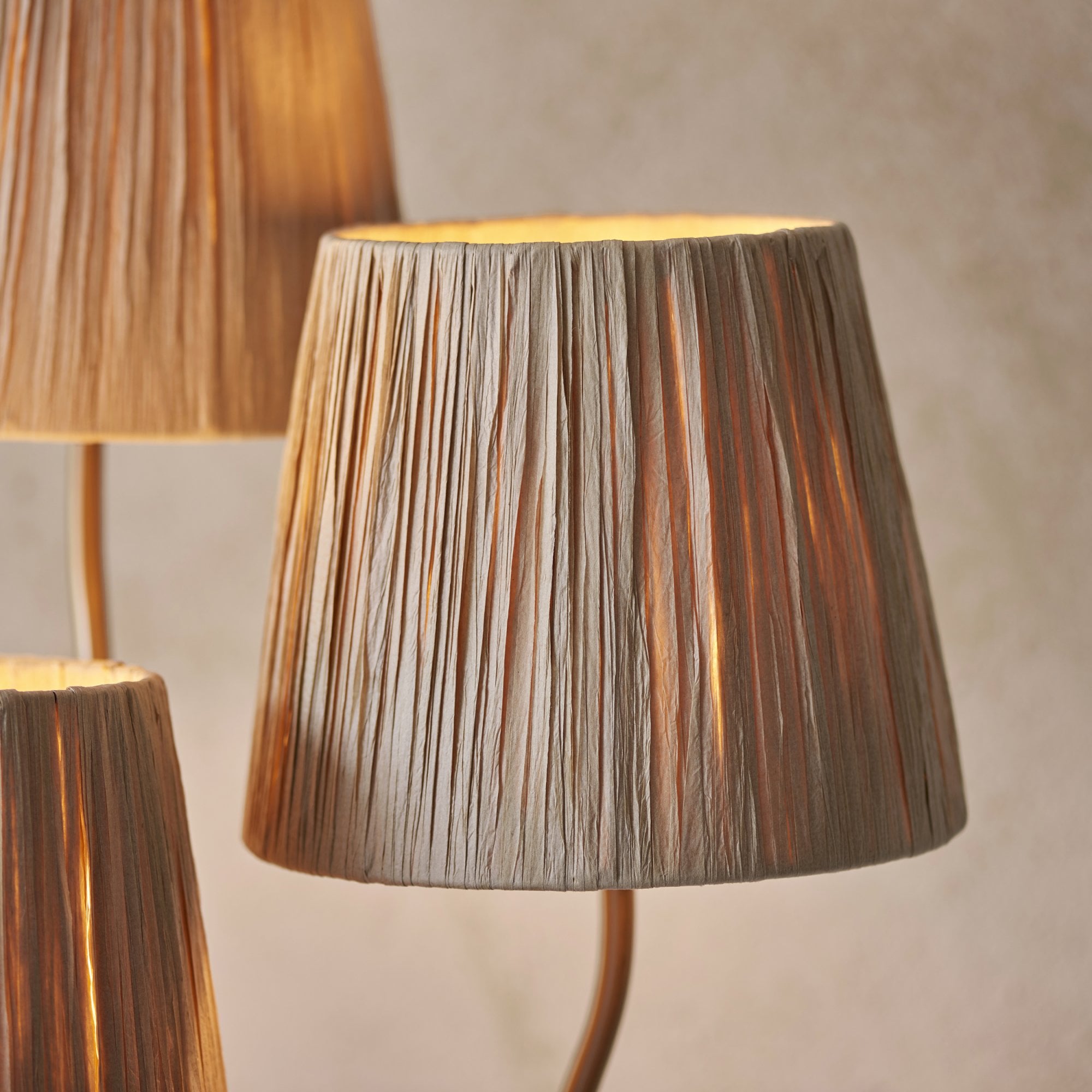 Endon Wriggle 3 Light Floor - Brushed Aged Brass Plate & Natural Raffia