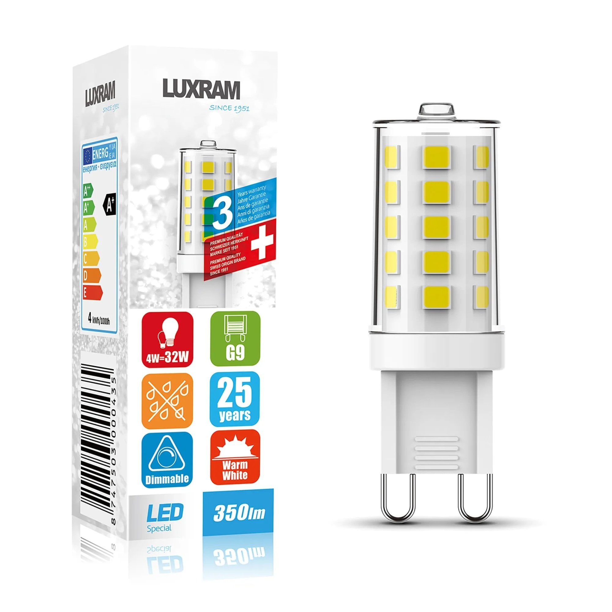 Luxram Pixy G9 LED 4W Lamp - 3000K Warm White - Dimmable