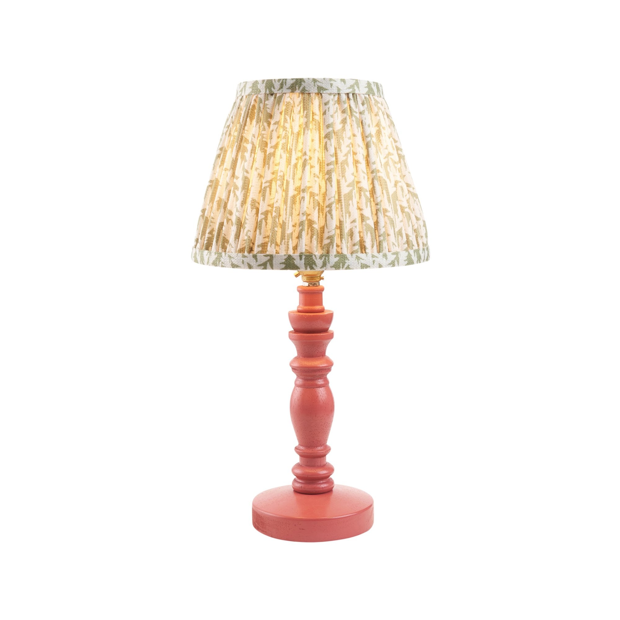 Endon Bibury Satin Pink Clay Table Lamp & Leaf 20cm Herb Garden Green Shade