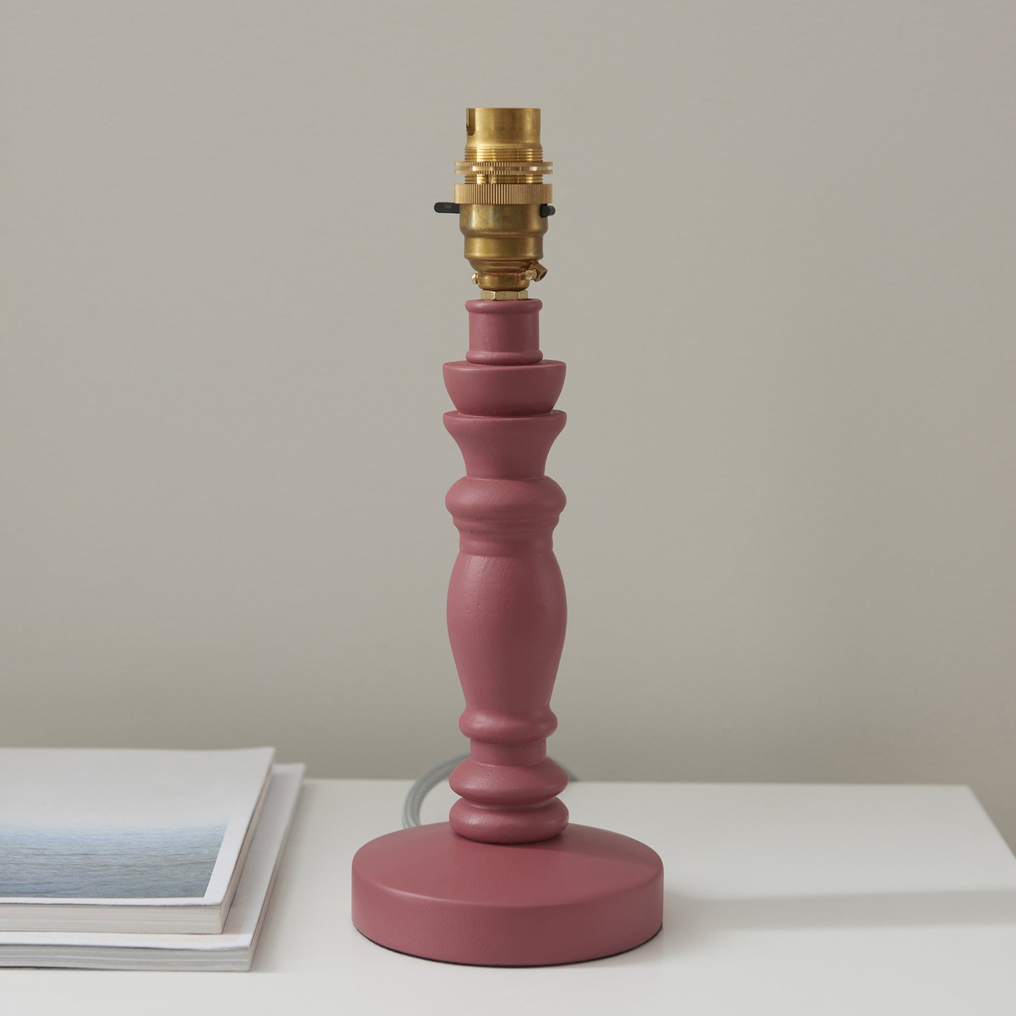 Endon Bibury Satin Pink Clay Table Lamp & Leaf 20cm Herb Garden Green Shade