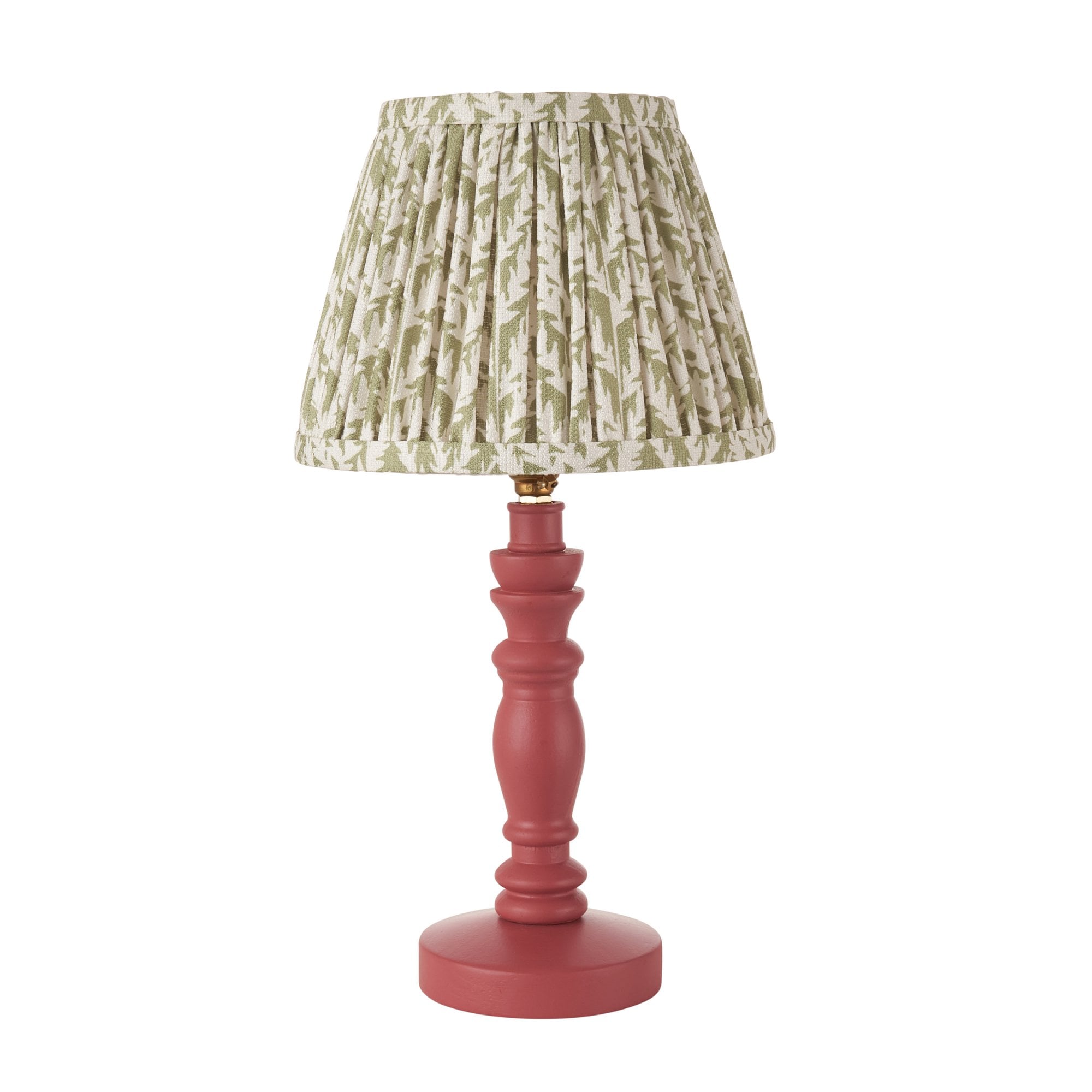 Endon Bibury Satin Pink Clay Table Lamp & Leaf 20cm Herb Garden Green Shade