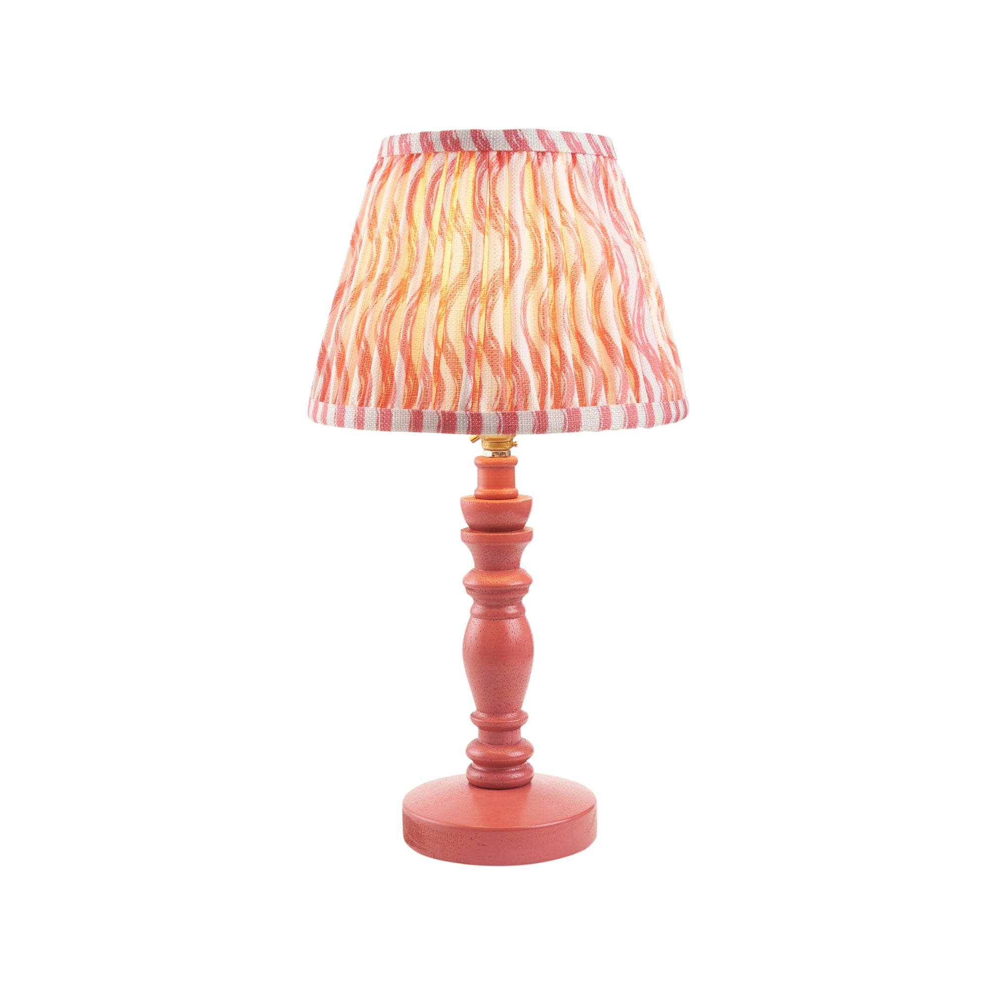 Endon Bibury Satin Pink Clay Table Lamp & Ripple 20cm Coral Pink Shade