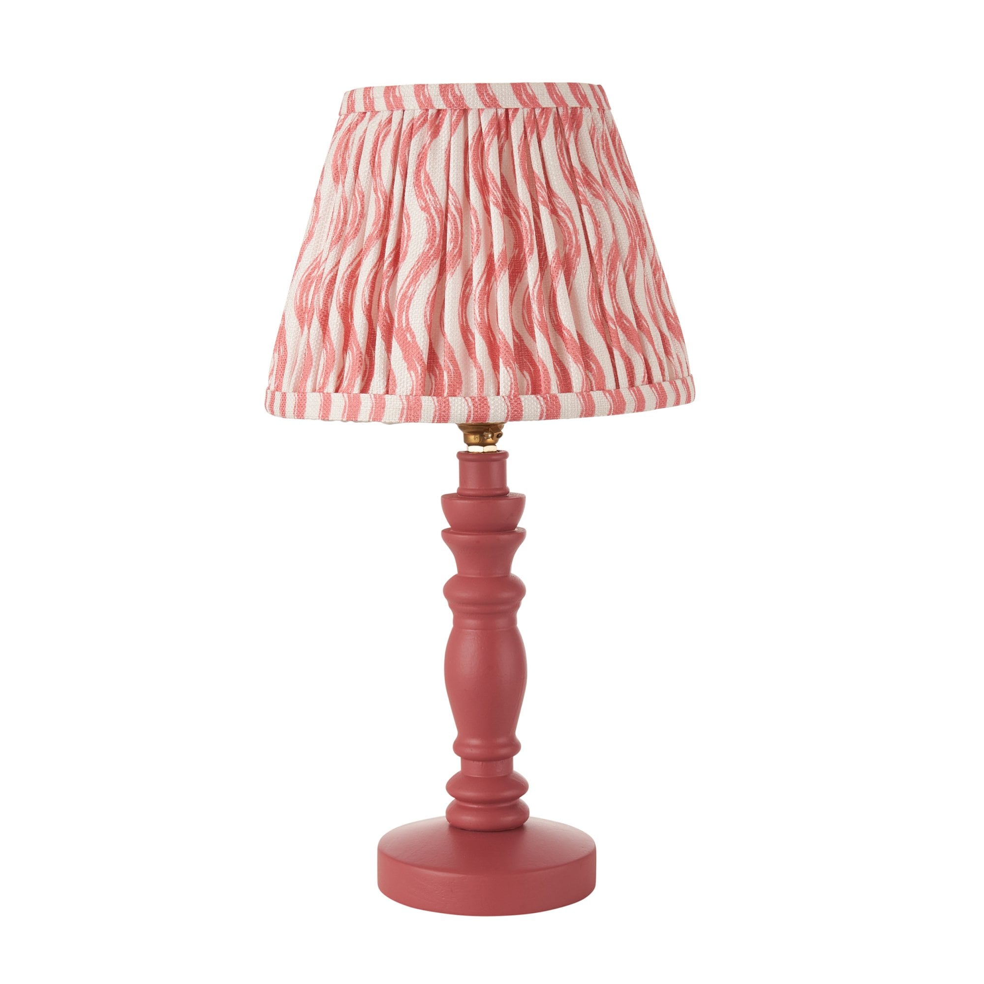 Endon Bibury Satin Pink Clay Table Lamp & Ripple 20cm Coral Pink Shade