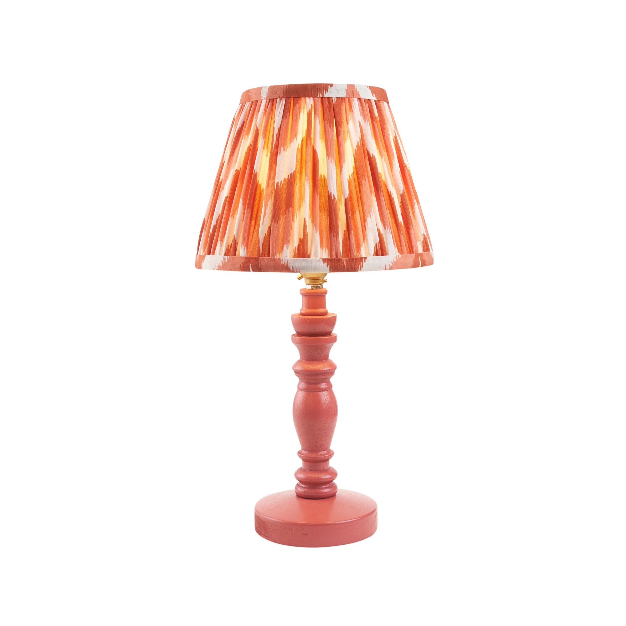 Endon Bibury Satin Pink Clay Table Lamp & Zigzag 20cm Apricot Orange Shade