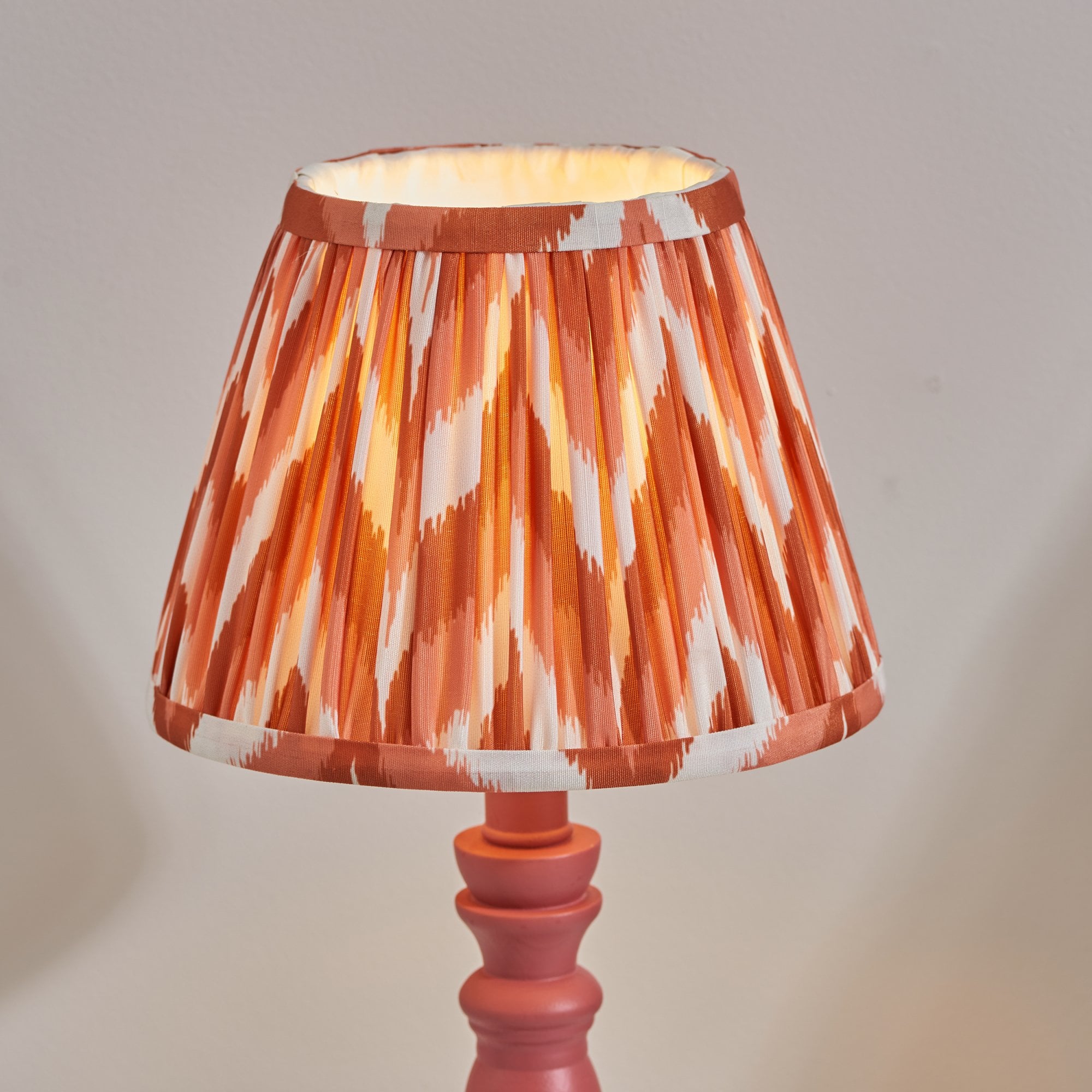 Endon Bibury Satin Pink Clay Table Lamp & Zigzag 20cm Apricot Orange Shade