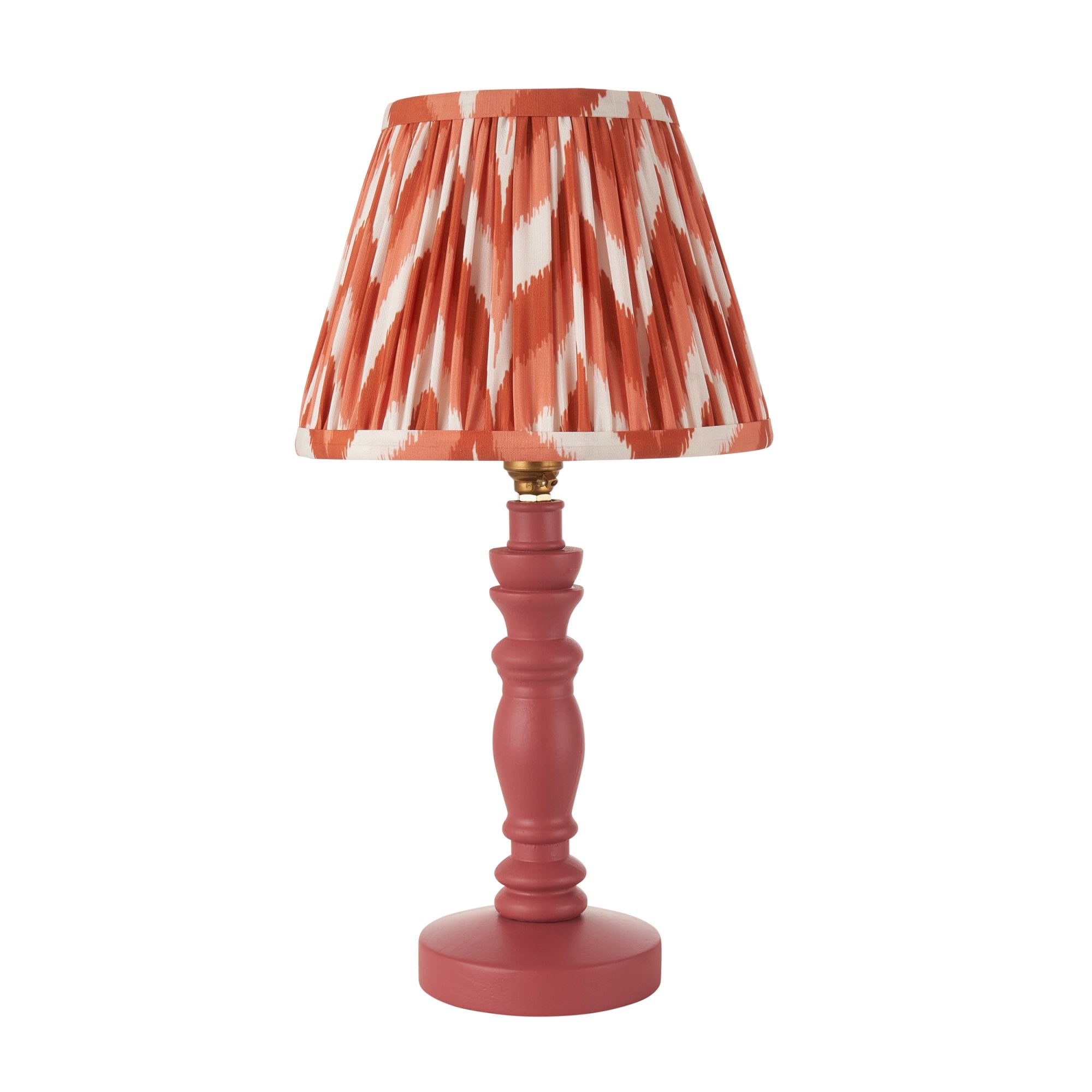 Endon Bibury Satin Pink Clay Table Lamp & Zigzag 20cm Apricot Orange Shade
