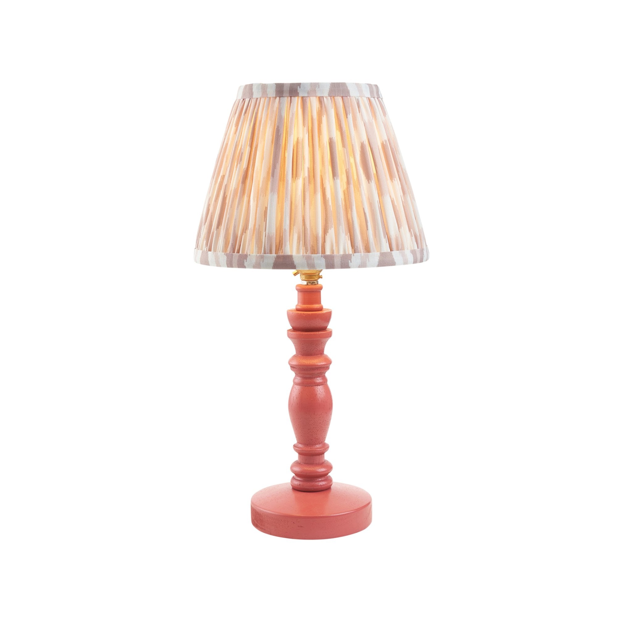 Endon Bibury Satin Pink Clay Table Lamp & Ikat 20cm Neutral Shade