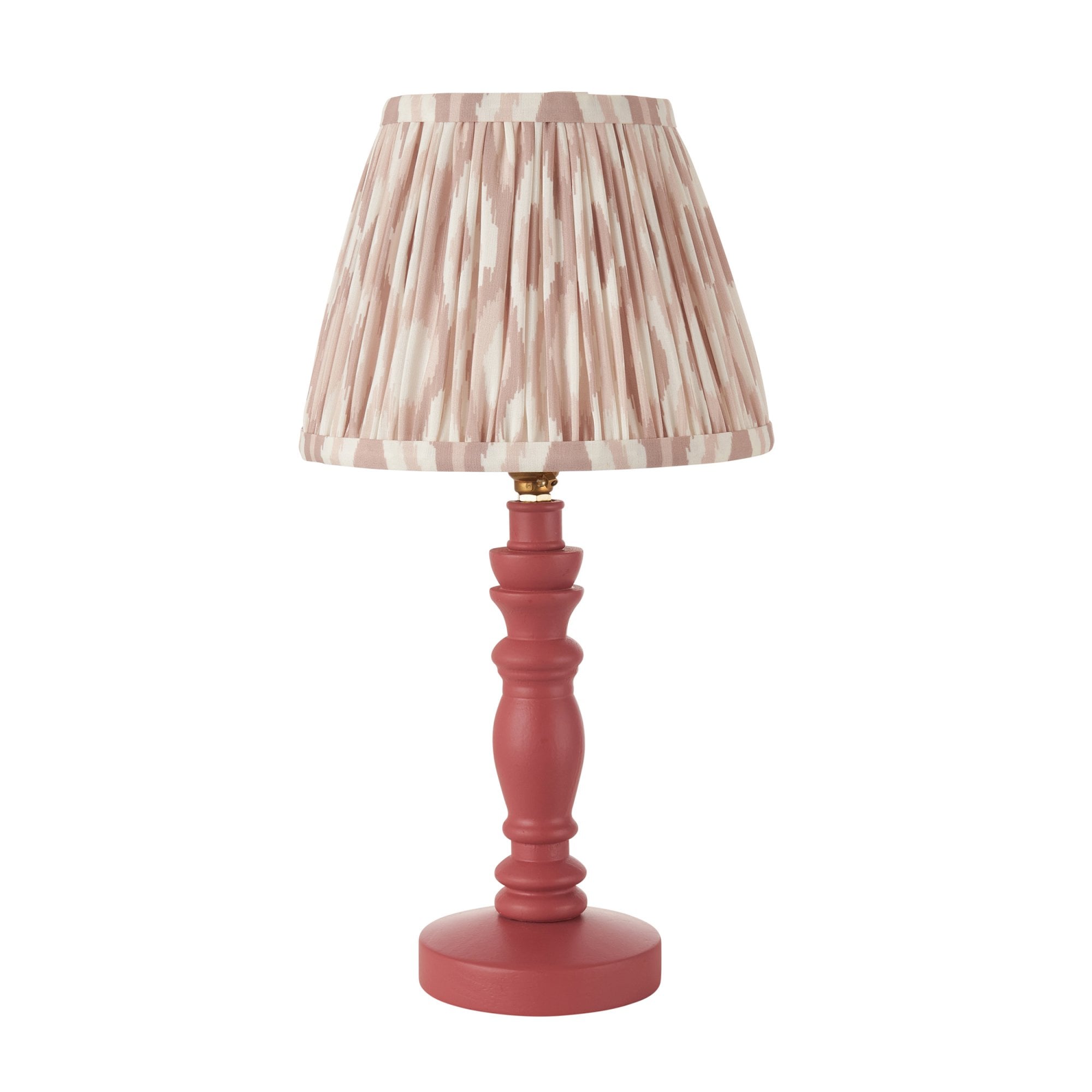 Endon Bibury Satin Pink Clay Table Lamp & Ikat 20cm Neutral Shade