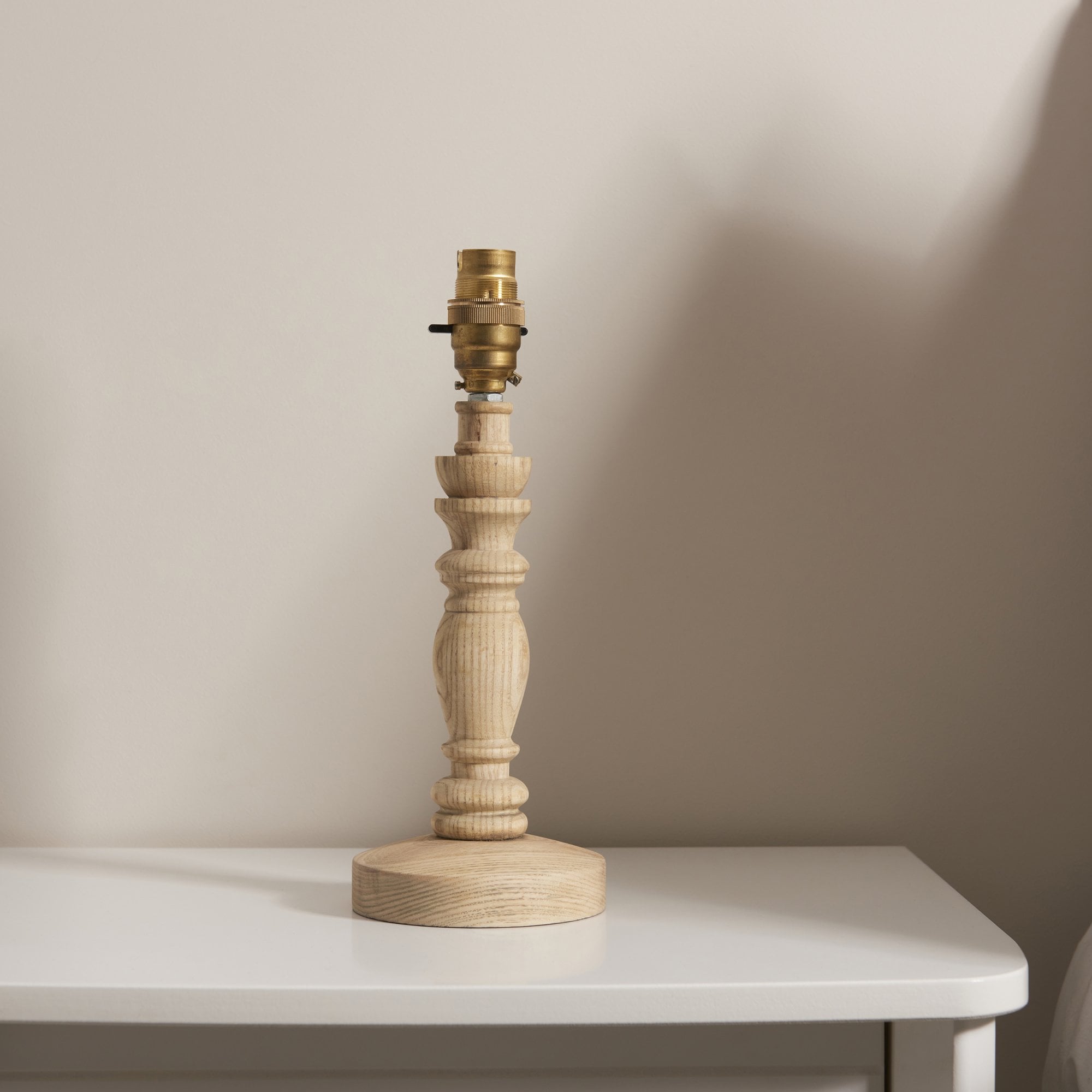 Endon Bibury Natural Ash Wood Table Lamp & Zigzag 20cm Apricot Orange Shade