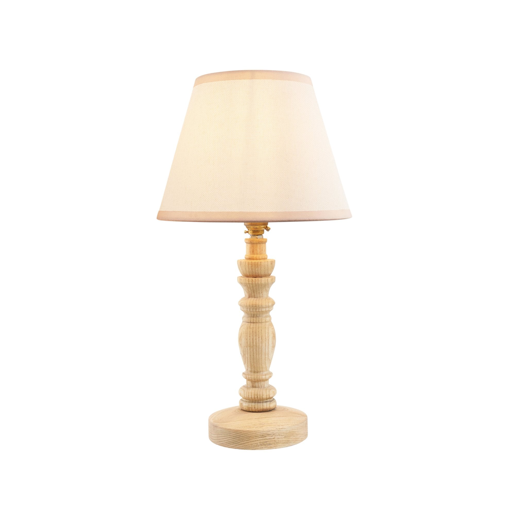 Endon Bibury Natural Ash Wood Table Lamp & Ivy 20cm Vintage White Shade