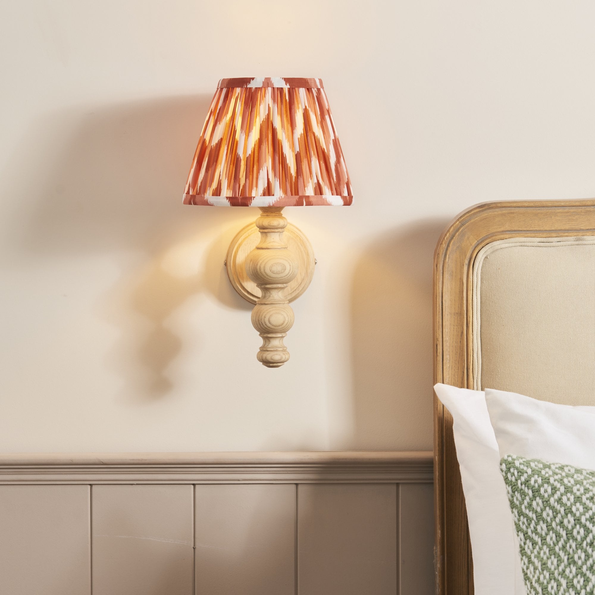 Endon Bibury Wall Light & Zigzag 20cm Apricot Orange Shade