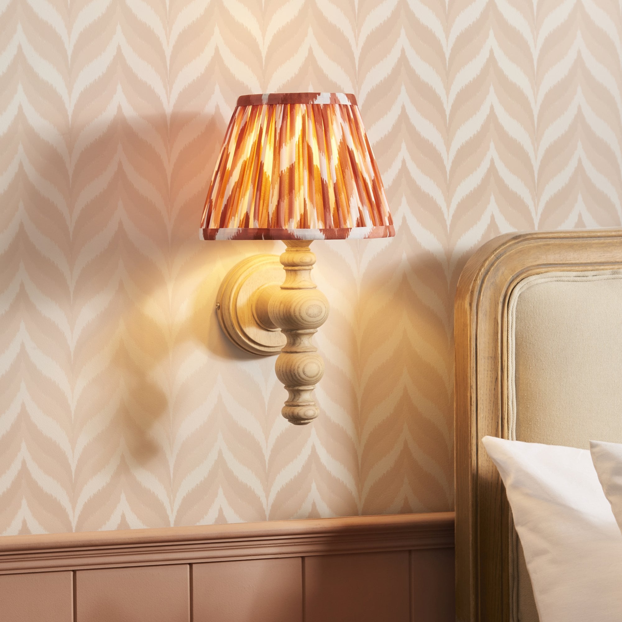 Endon Bibury Wall Light & Zigzag 20cm Apricot Orange Shade