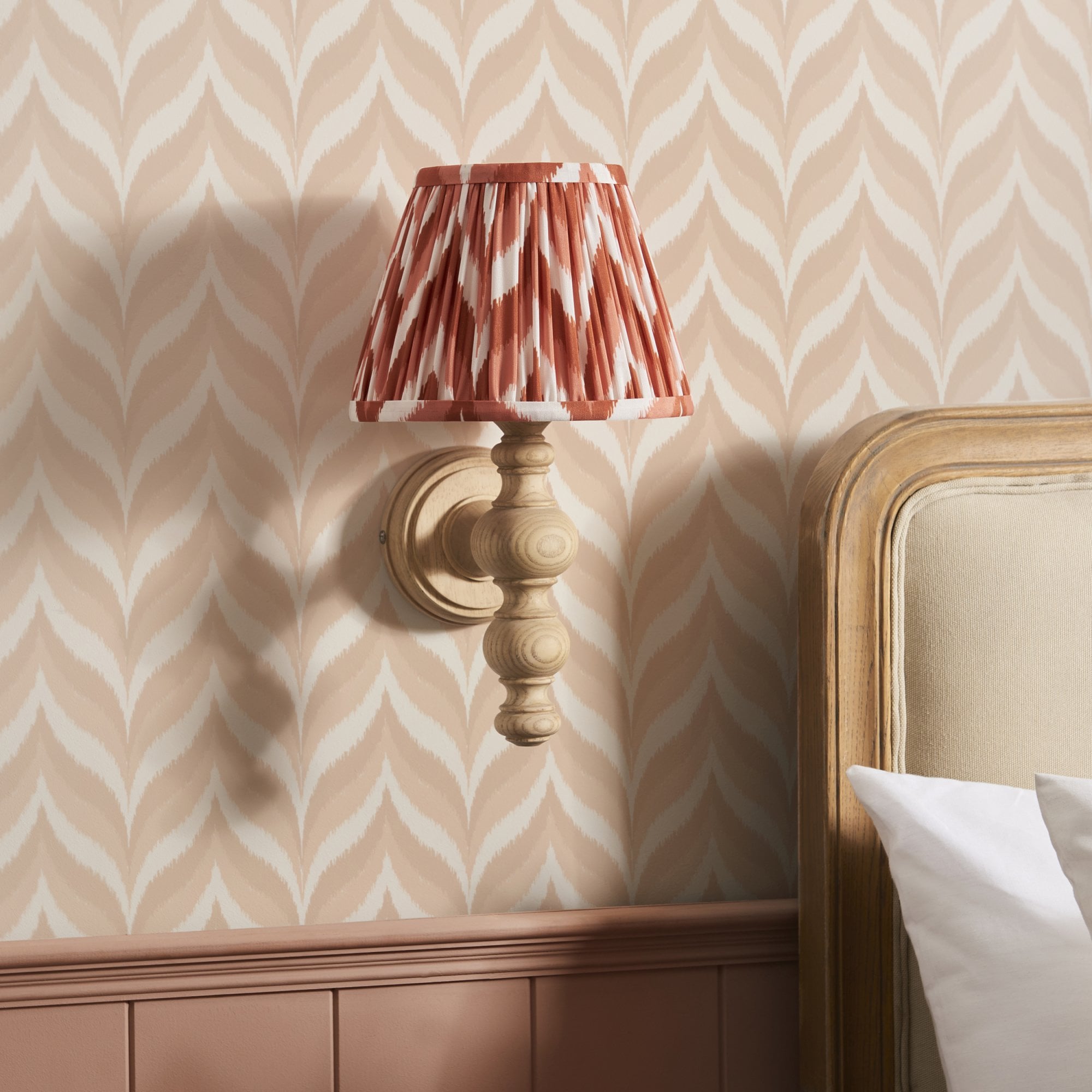 Endon Bibury Wall Light & Zigzag 20cm Apricot Orange Shade