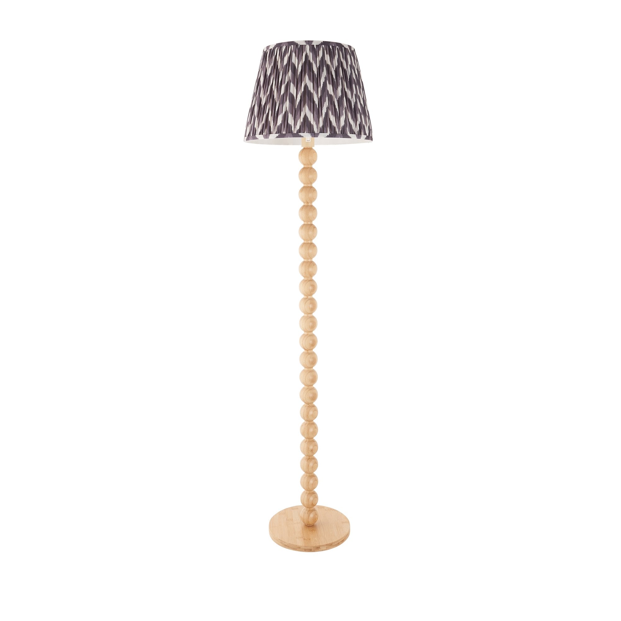 Endon Cane Floor Lamp & Zigzag 40cm Pearl Grey Shade