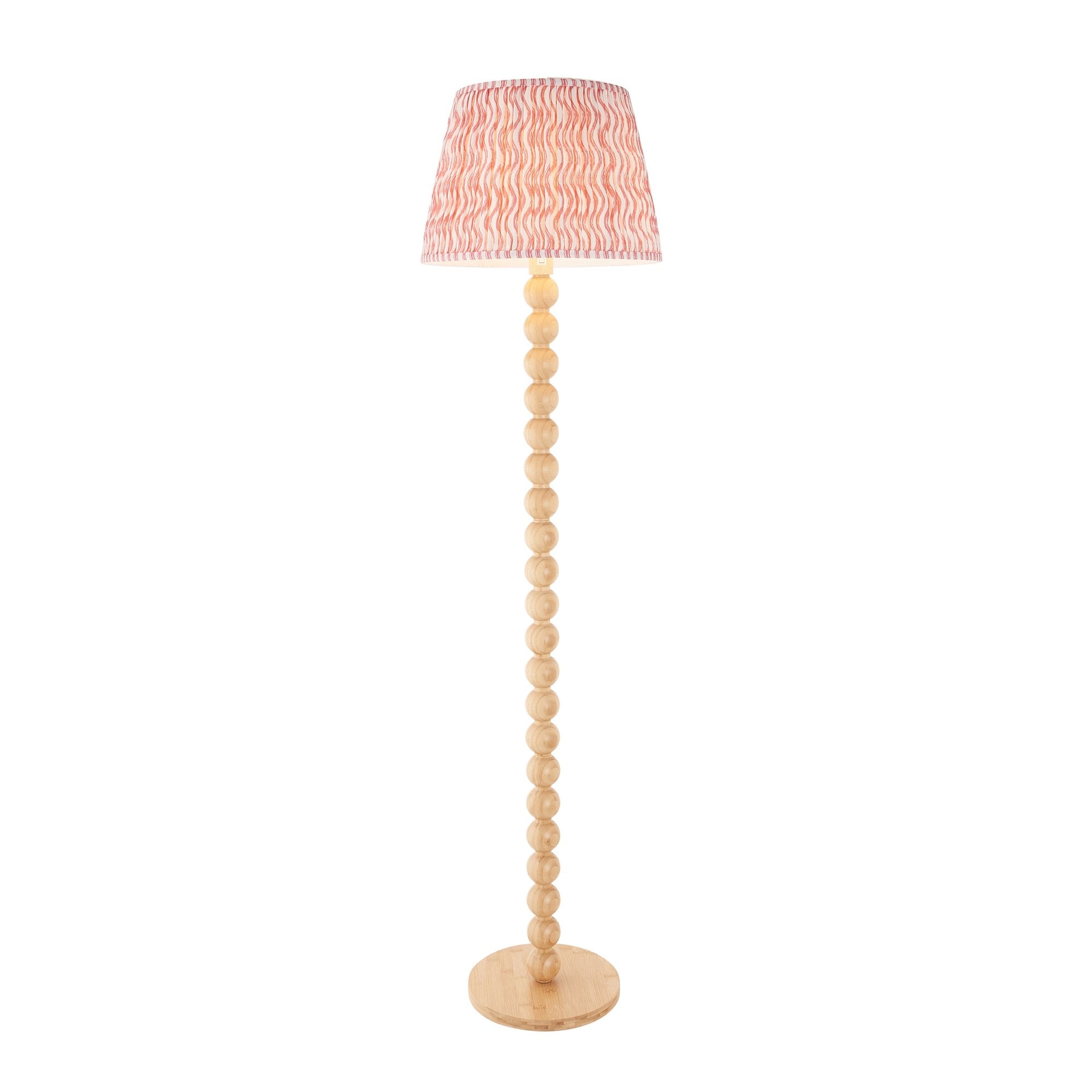 Endon Cane Floor Lamp & Ripple 40cm Coral Pink Shade
