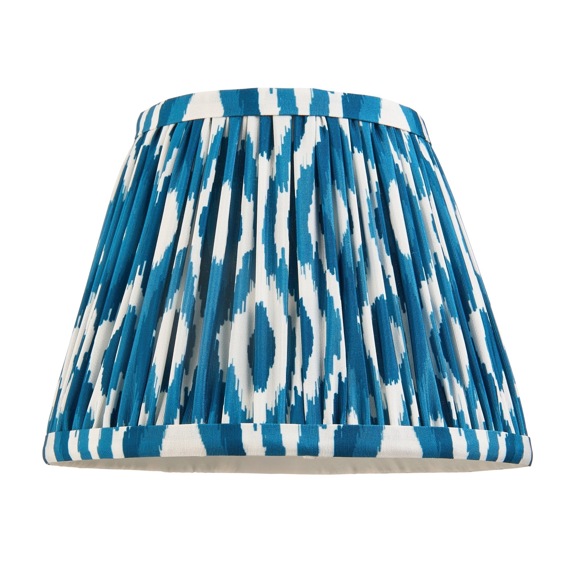 Endon Carnaby Satin Almond White Wall Light & Ikat 20cm Marlin Blue Shade