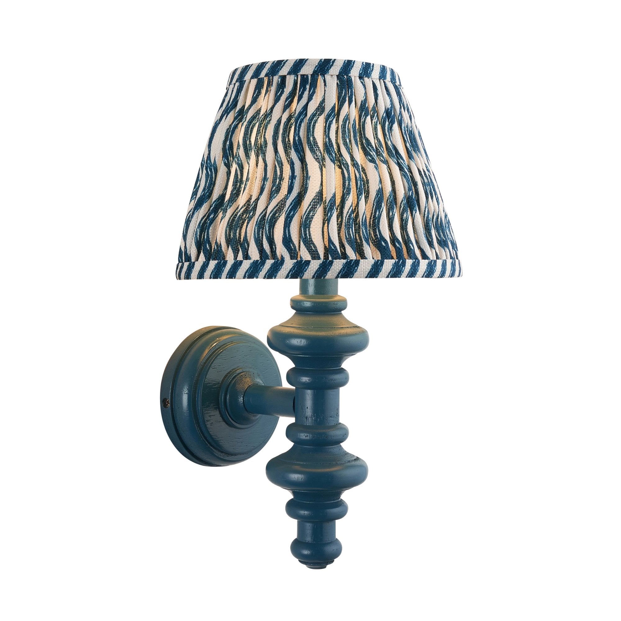 Endon Carnaby Satin Marlin Blue Wall Light & Ripple 20cm Marlin Blue Shade