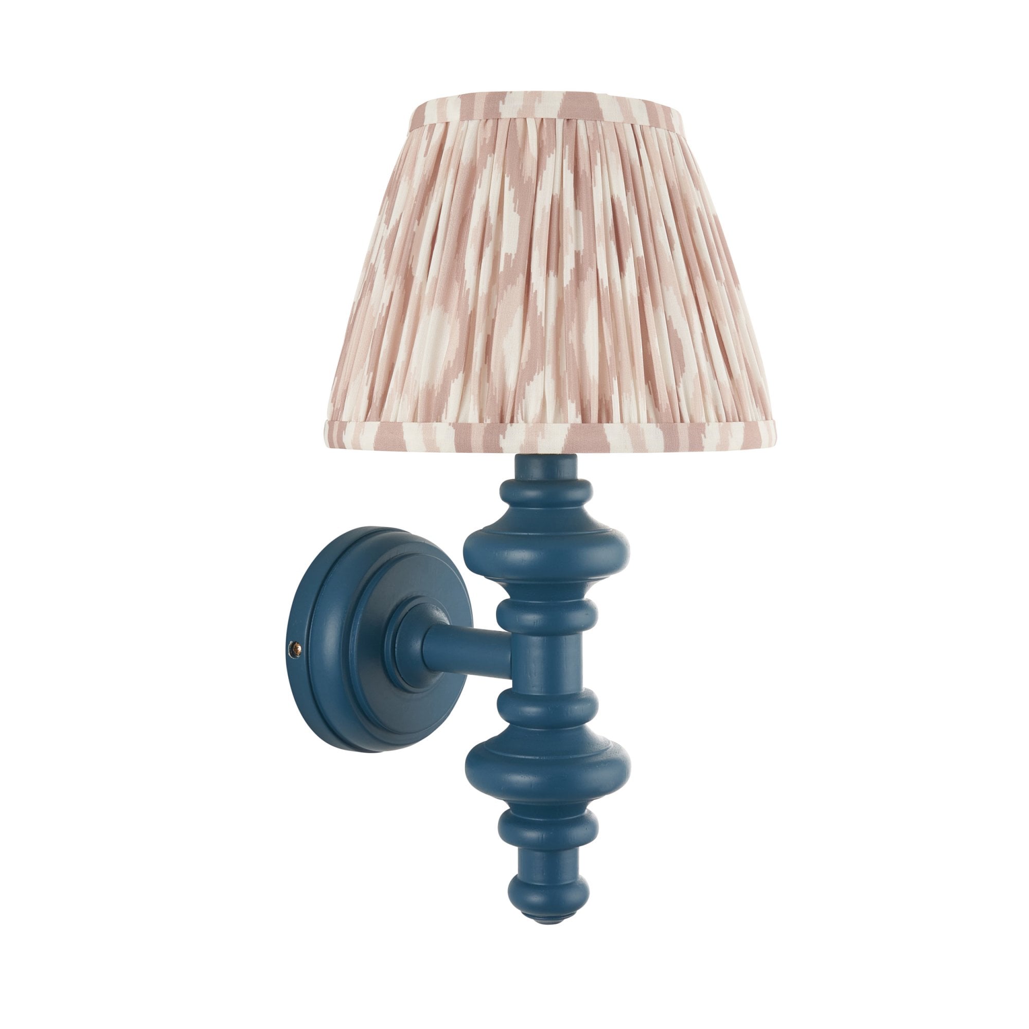 Endon Carnaby Satin Marlin Blue Wall Light & Ikat 20cm Neutral Shade