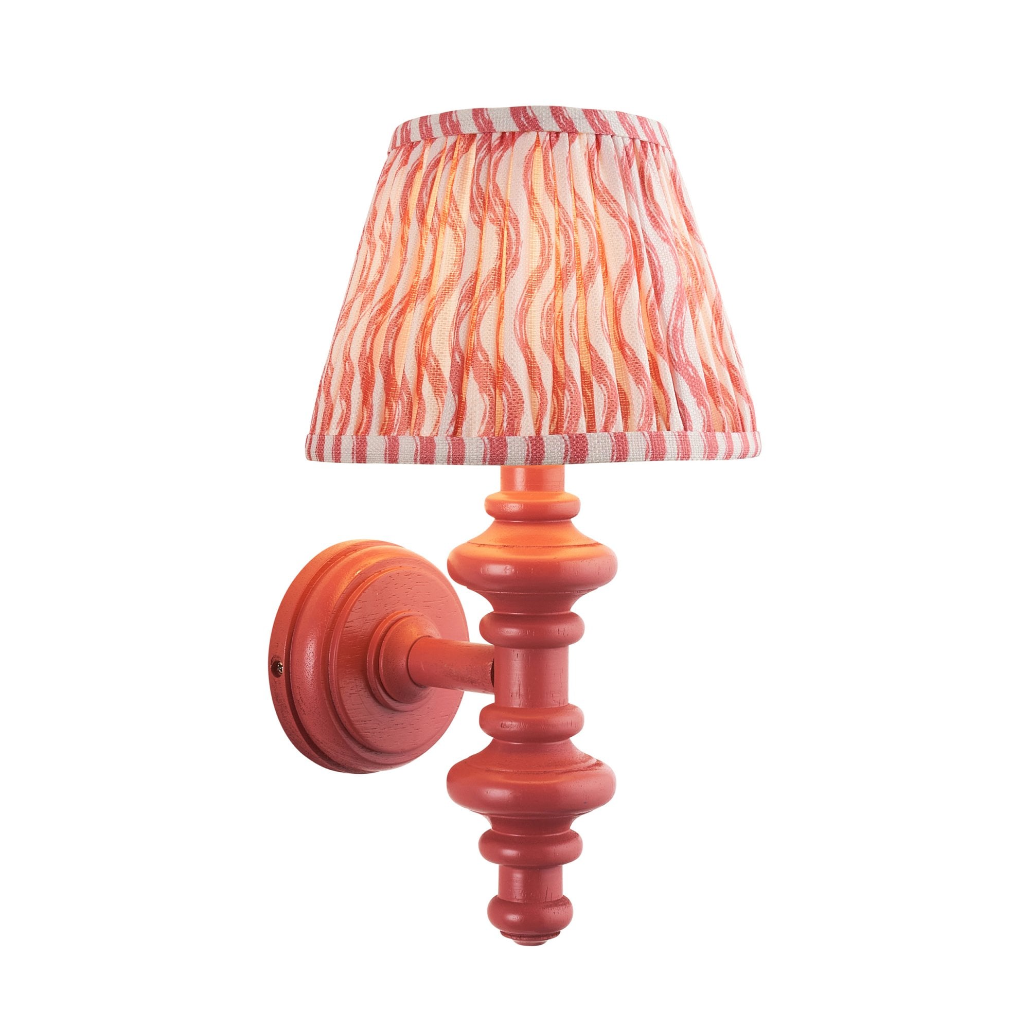 Endon Carnaby Satin Pink Clay Wall Light & Ripple 20cm Coral Pink Shade