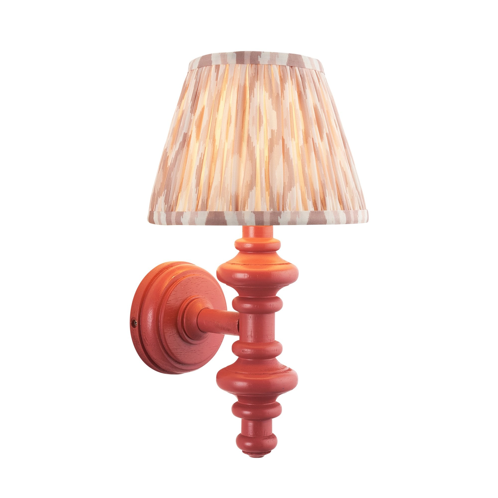 Endon Carnaby Satin Pink Clay Wall Light & Ikat 20cm Neutral Shade