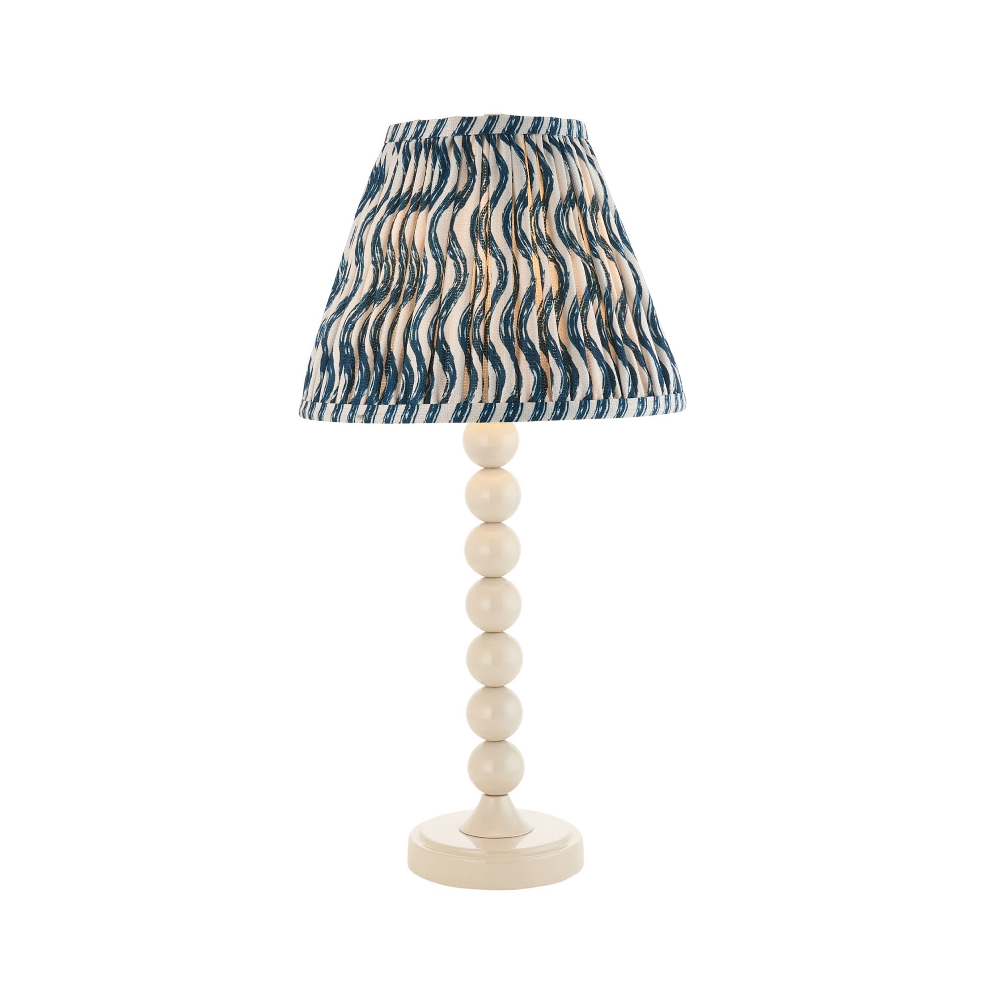 Endon Higgledy Gloss Almond White Table Lamp & Ripple 25cm Marlin Blue Shade