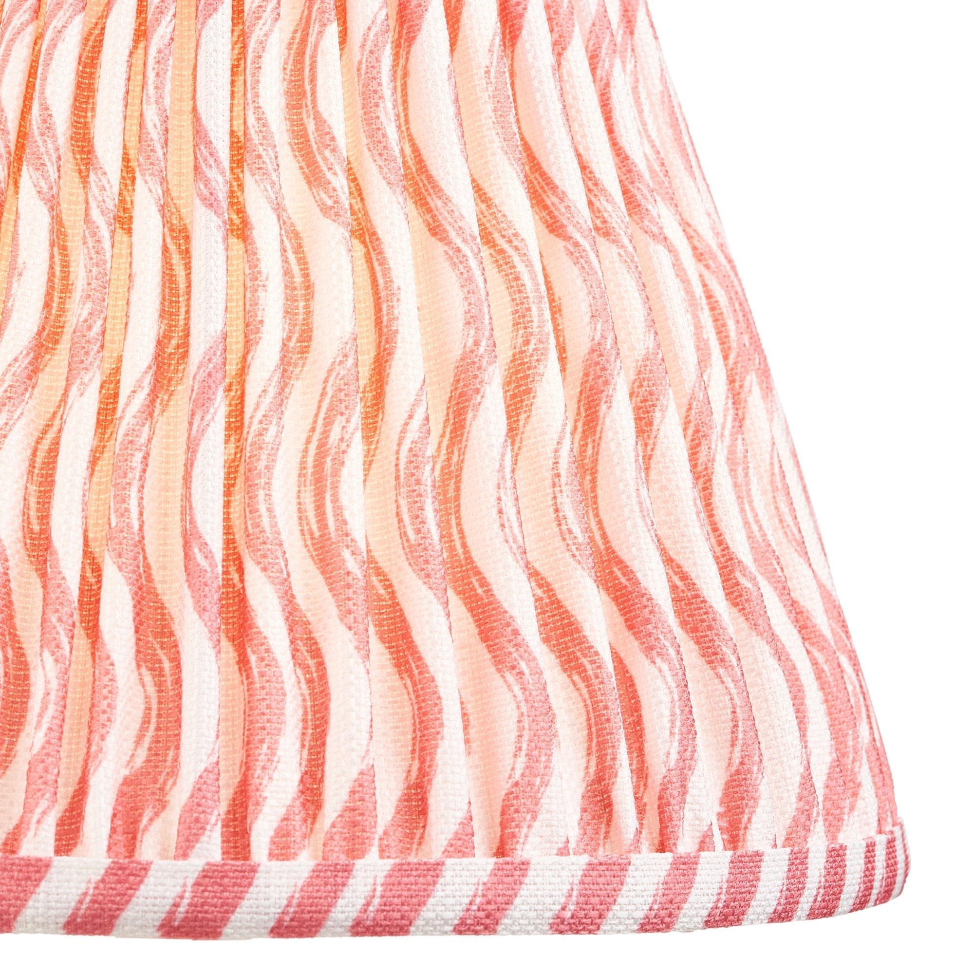 Endon Higgledy Gloss Almond White Table Lamp & Ripple 25cm Coral Pink Shade