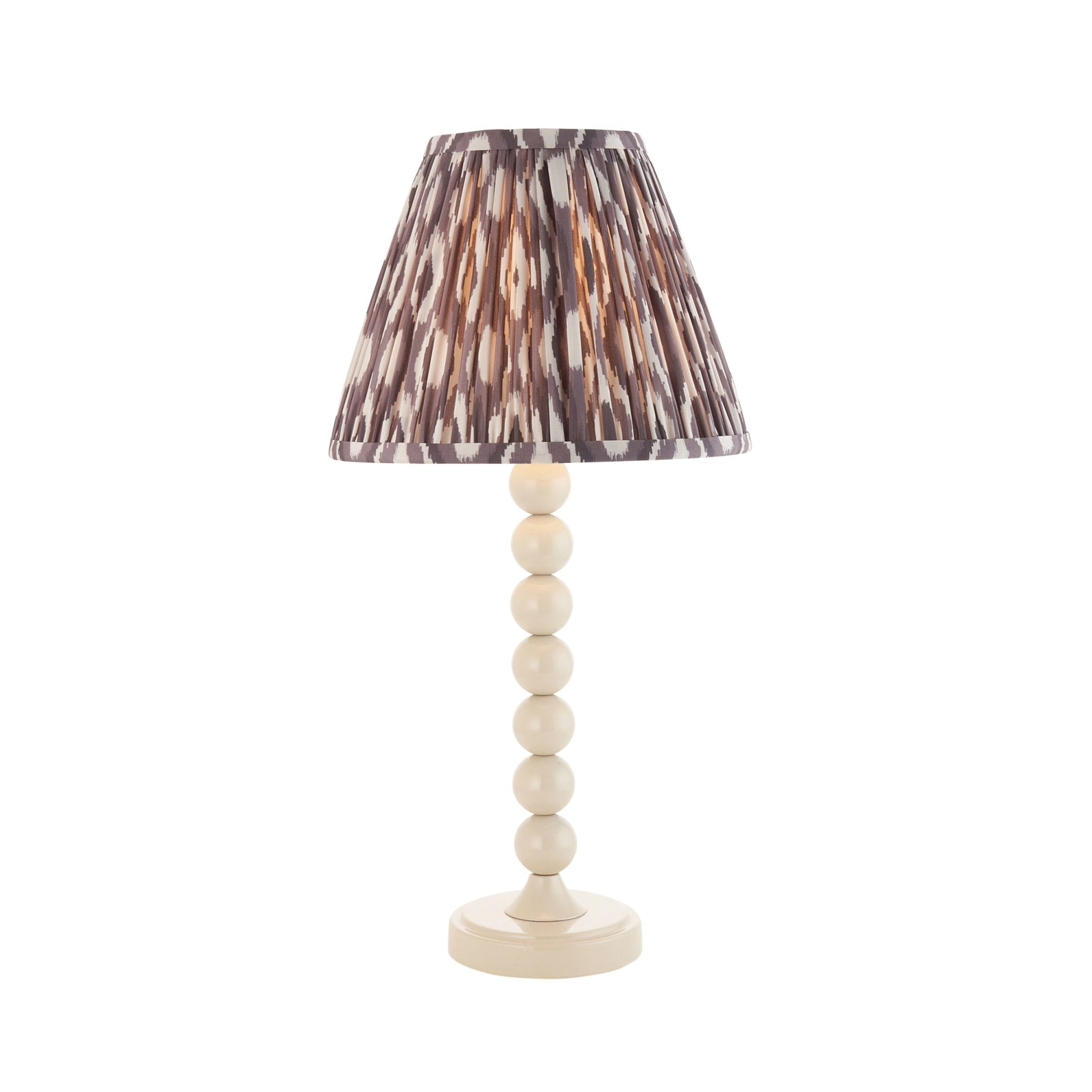 Endon Higgledy Gloss Almond White Table Lamp & Ikat 25cm Pearl Grey Shade