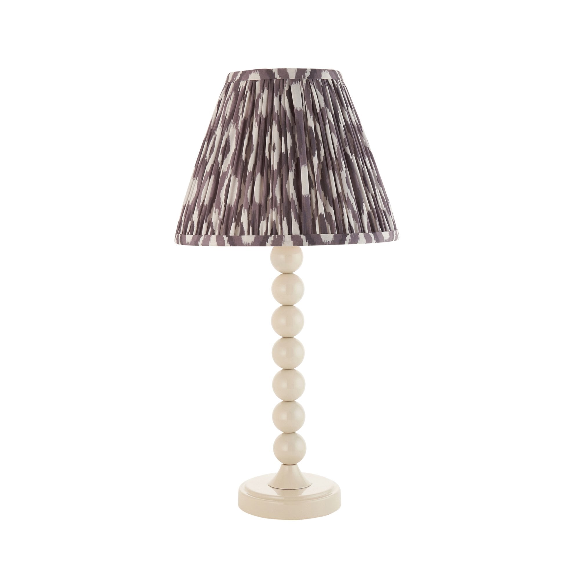 Endon Higgledy Gloss Almond White Table Lamp & Ikat 25cm Pearl Grey Shade