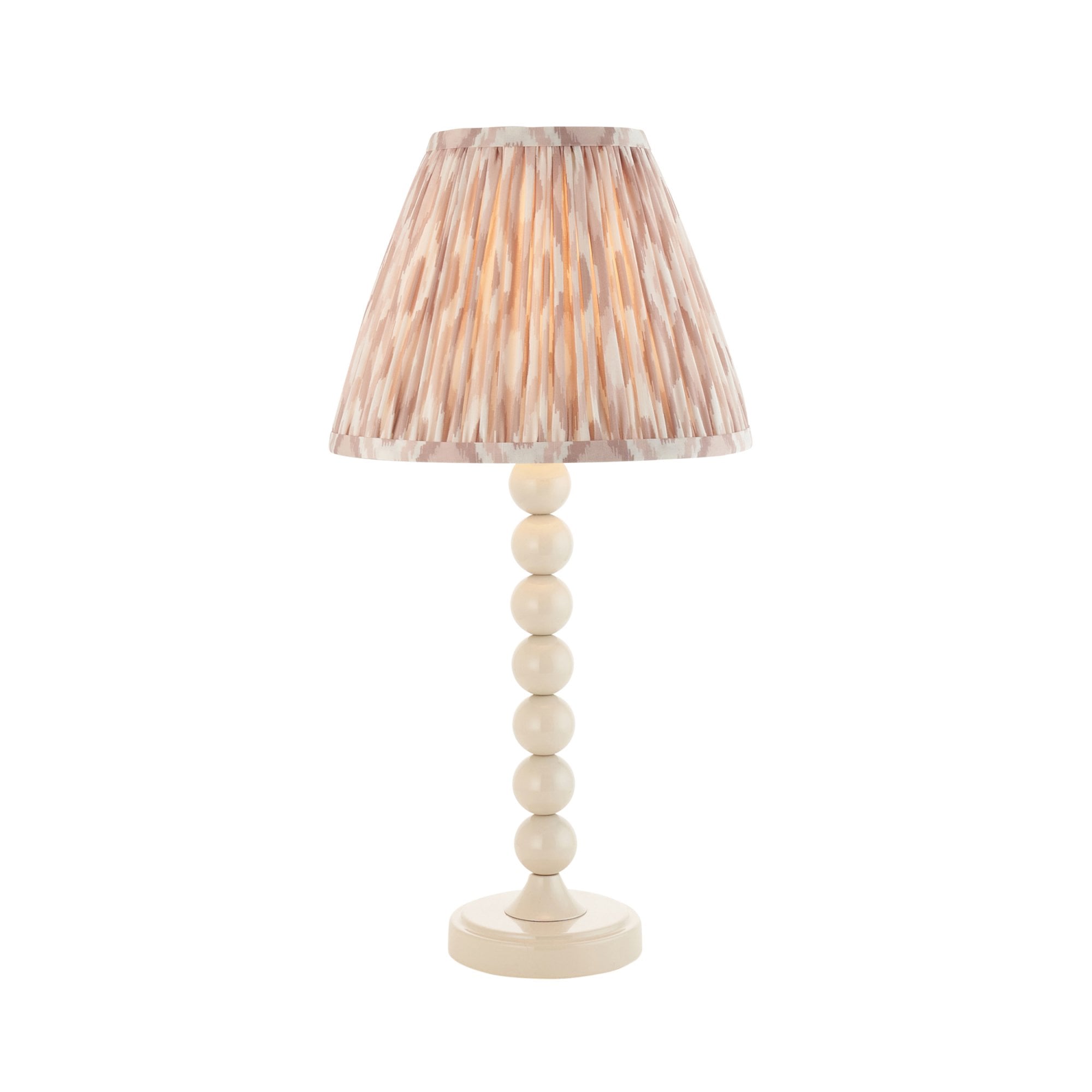 Endon Higgledy Gloss Almond White Table Lamp & Ikat 25cm Neutral Shade