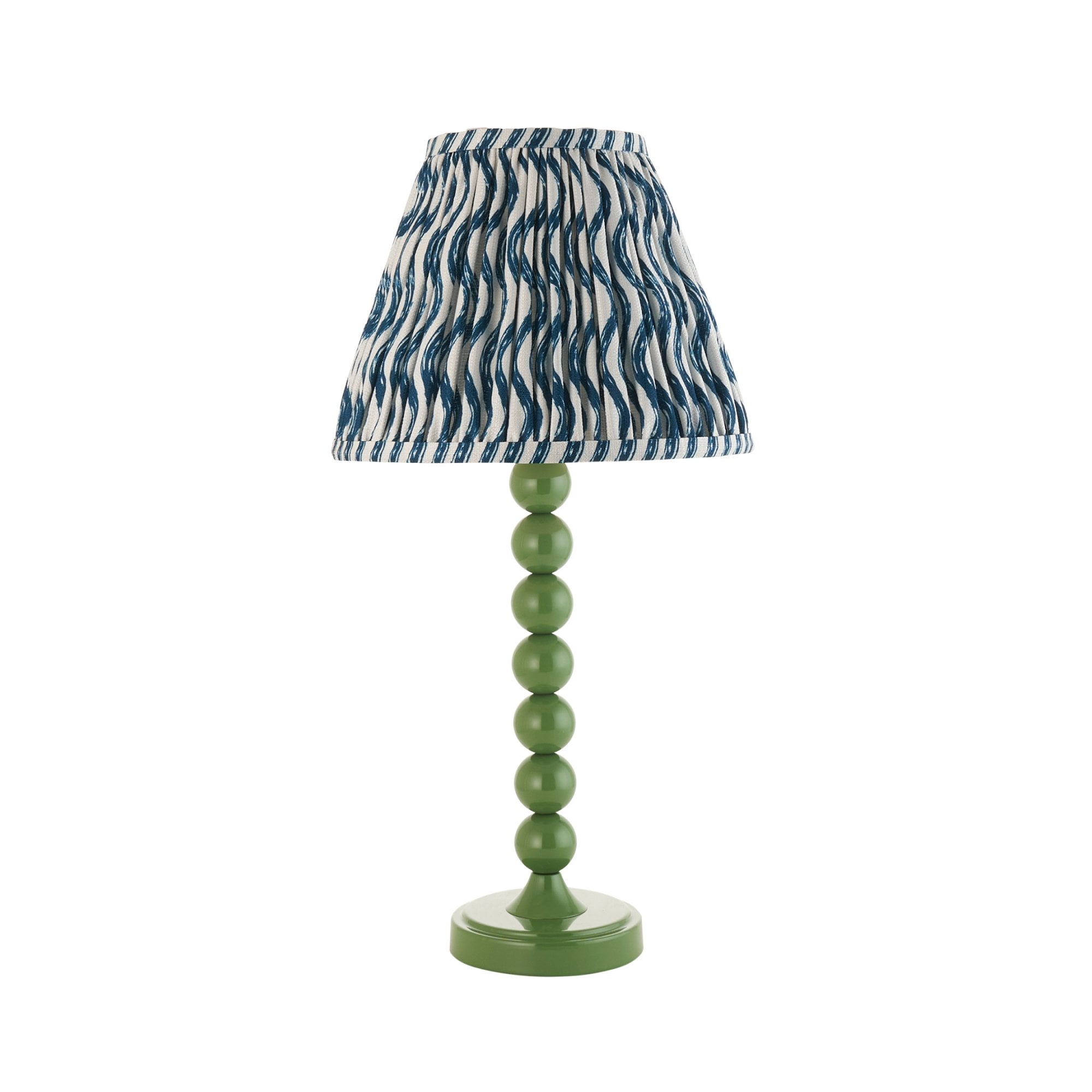 Endon Higgledy Gloss Cotswold Green Table Lamp & Ripple 25cm Marlin Blue Shade