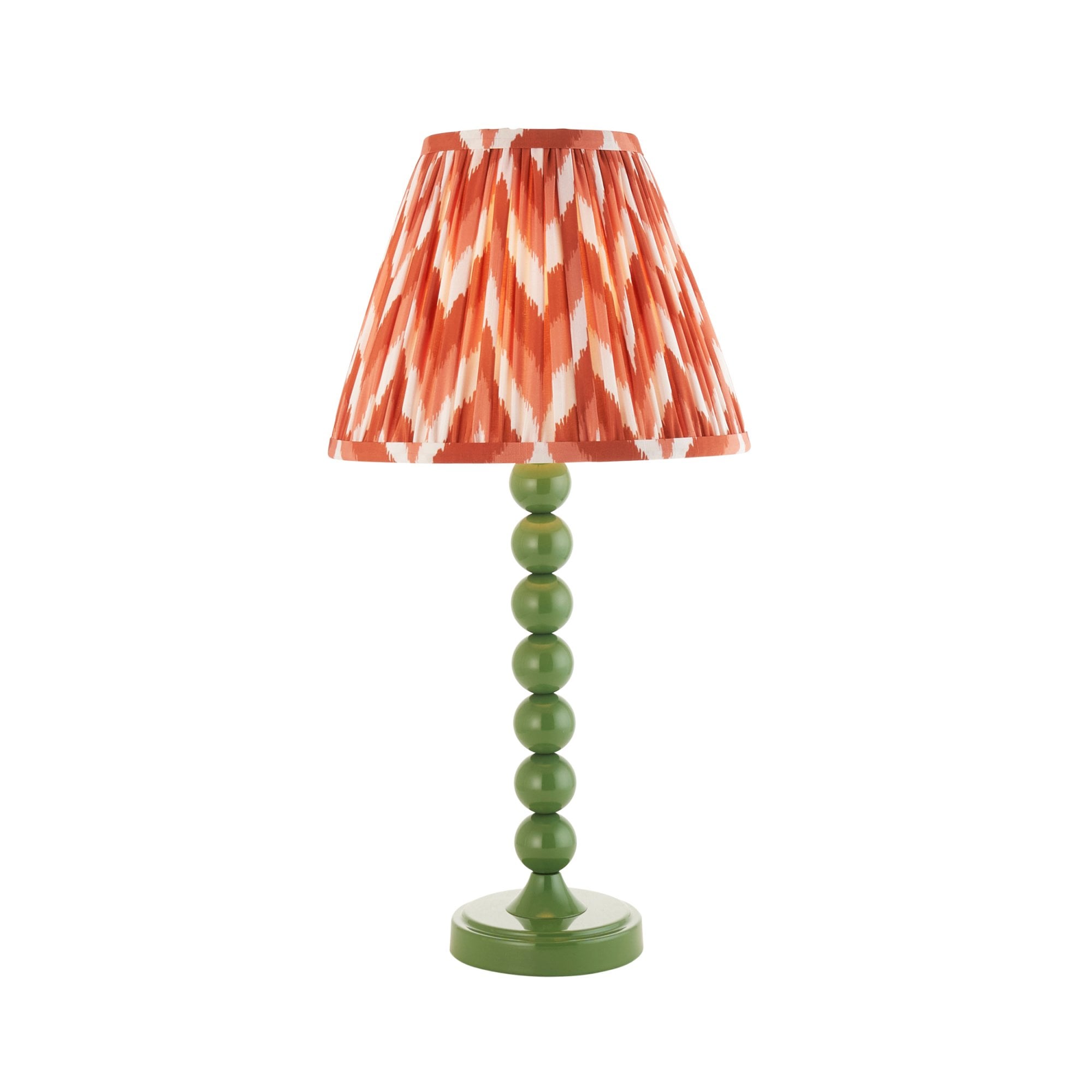 Endon Higgledy Gloss Cotswold Green Table Lamp & Zigzag 25cm Apricot Orange Shade