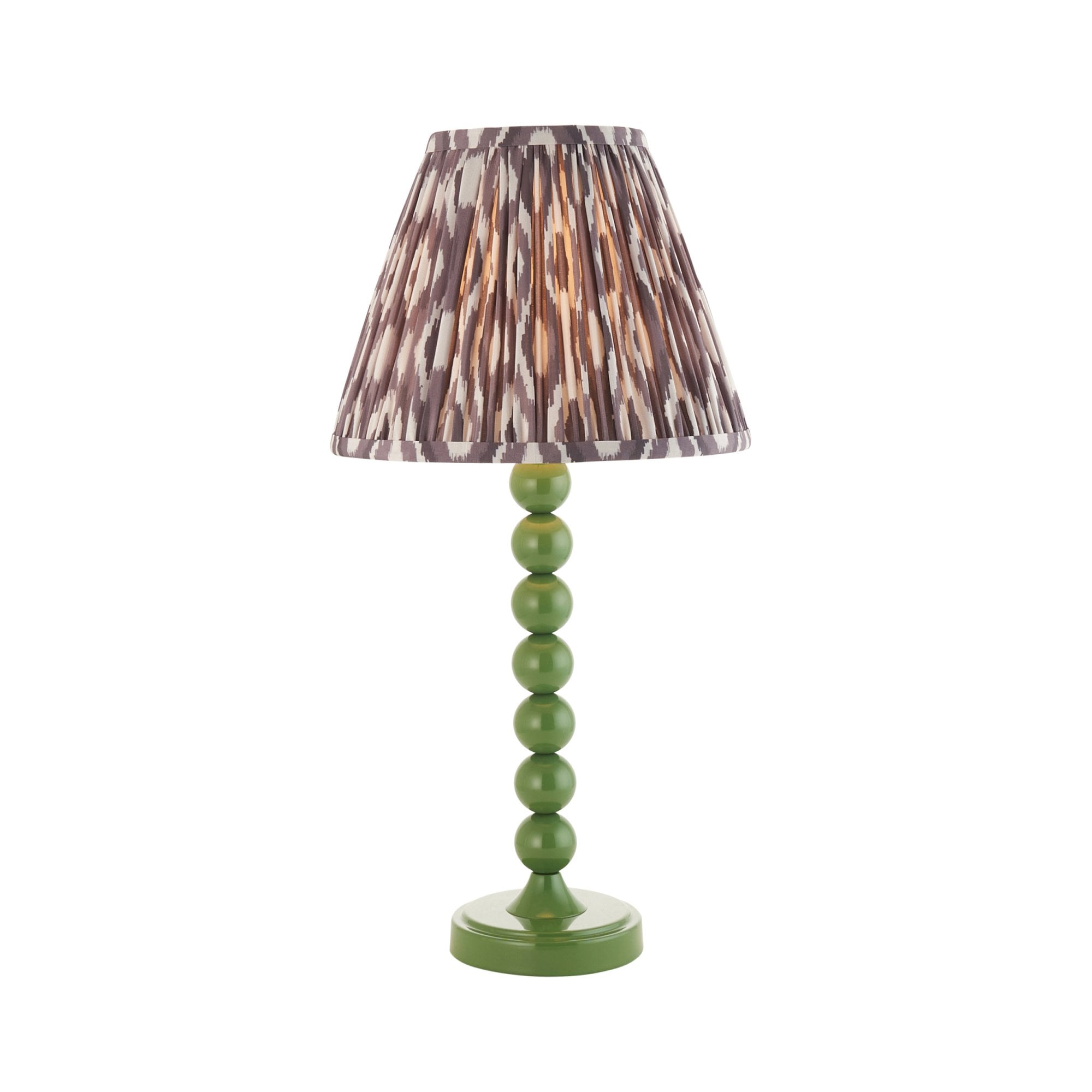 Endon Higgledy Gloss Cotswold Green Table Lamp & Ikat 25cm Pearl Grey Shade