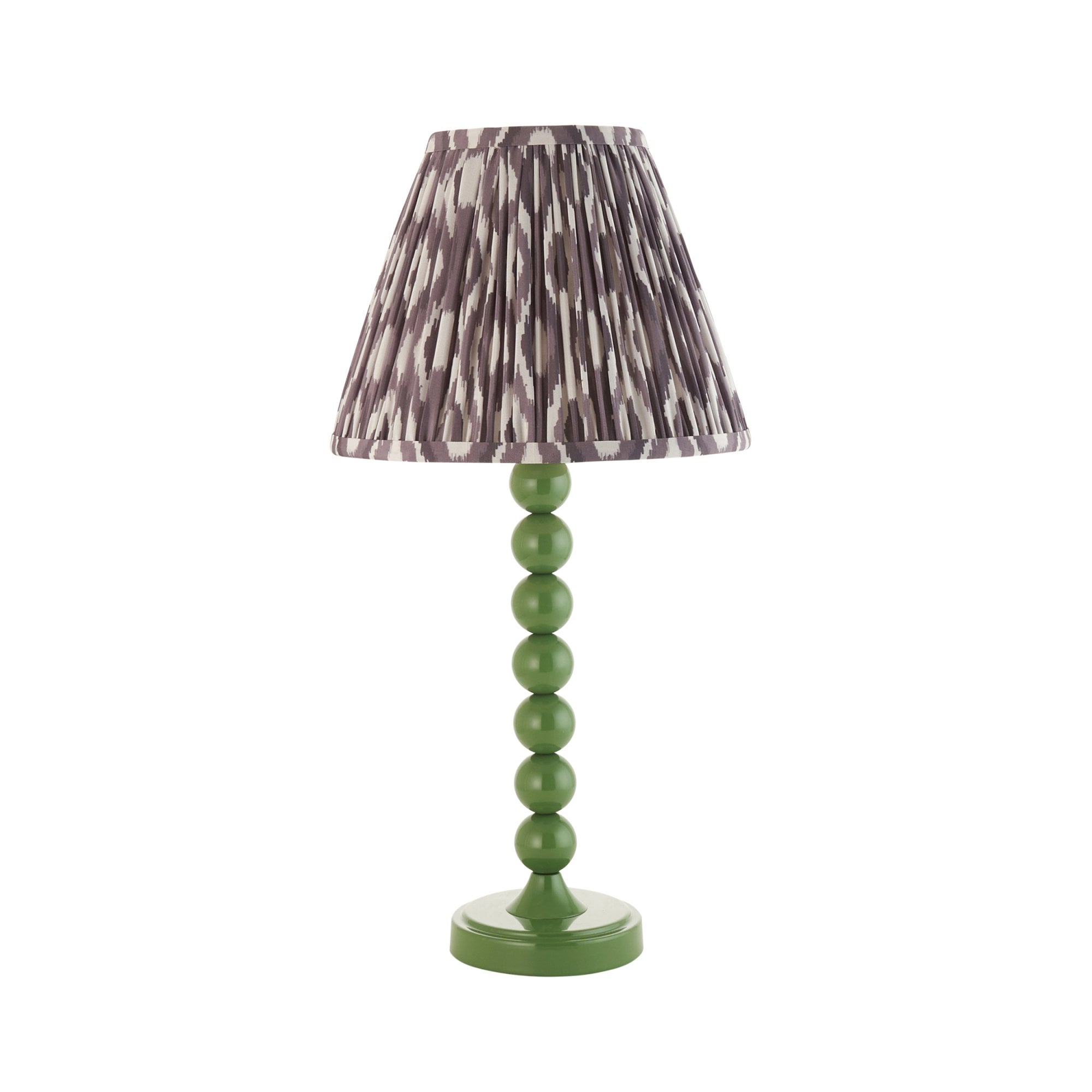 Endon Higgledy Gloss Cotswold Green Table Lamp & Ikat 25cm Pearl Grey Shade