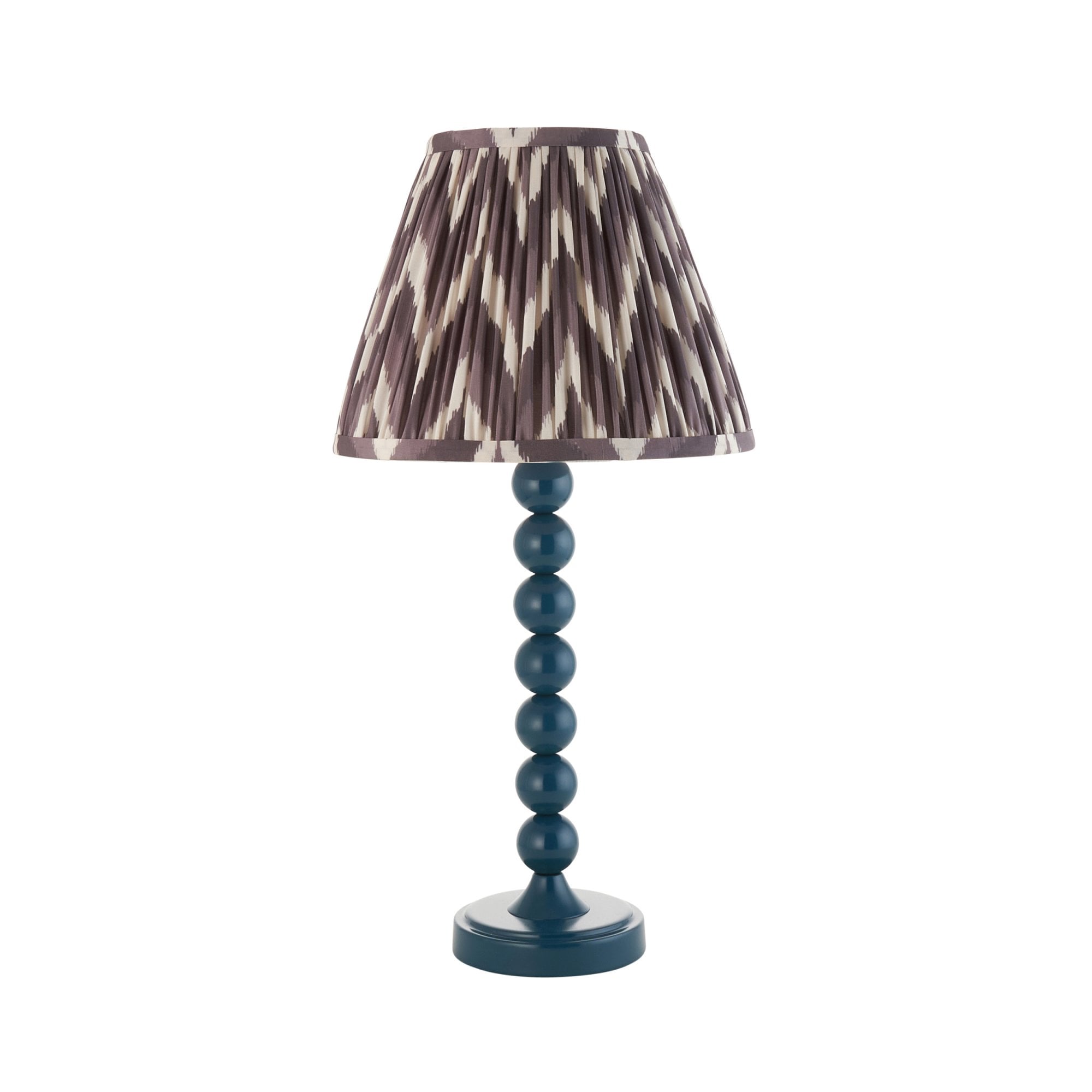 Endon Higgledy Gloss Marlin Blue Table Lamp & Zigzag 25cm Pearl Grey Shade