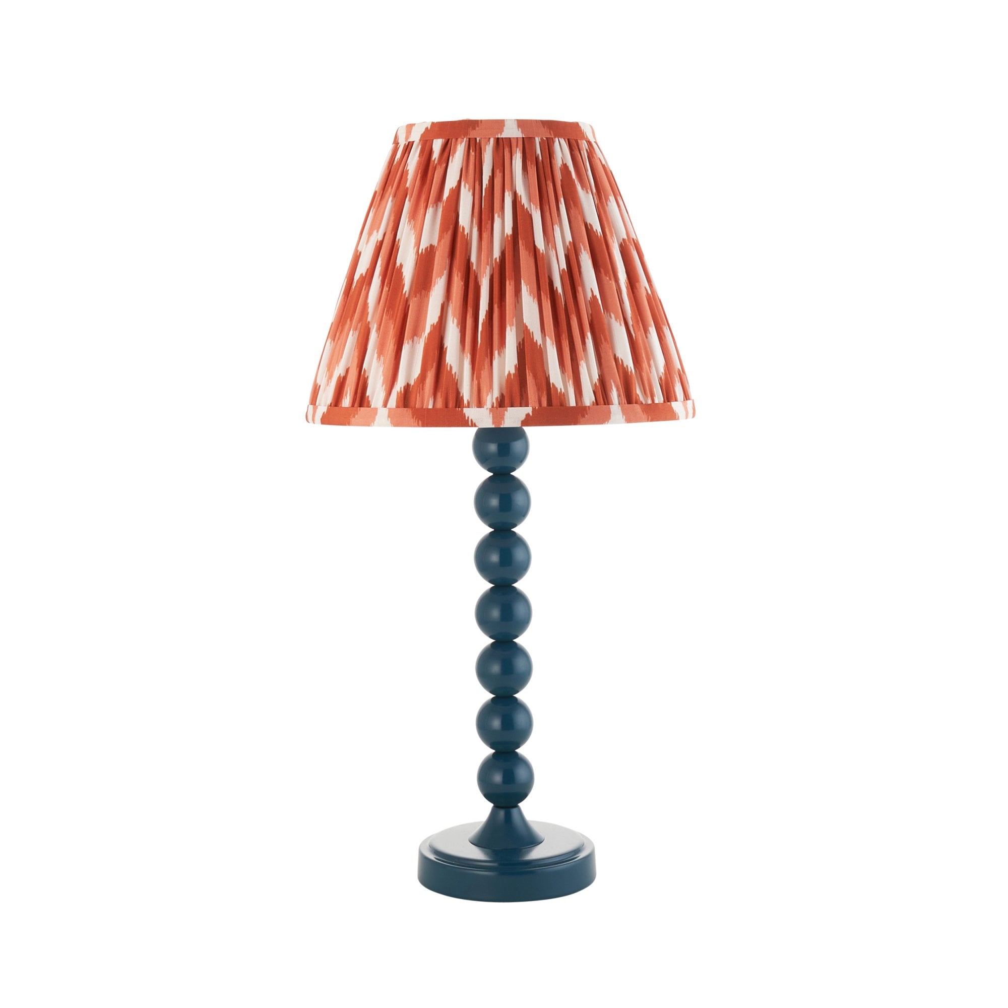 Endon Higgledy Gloss Marlin Blue Table Lamp & Zigzag 25cm Apricot Orange Shade