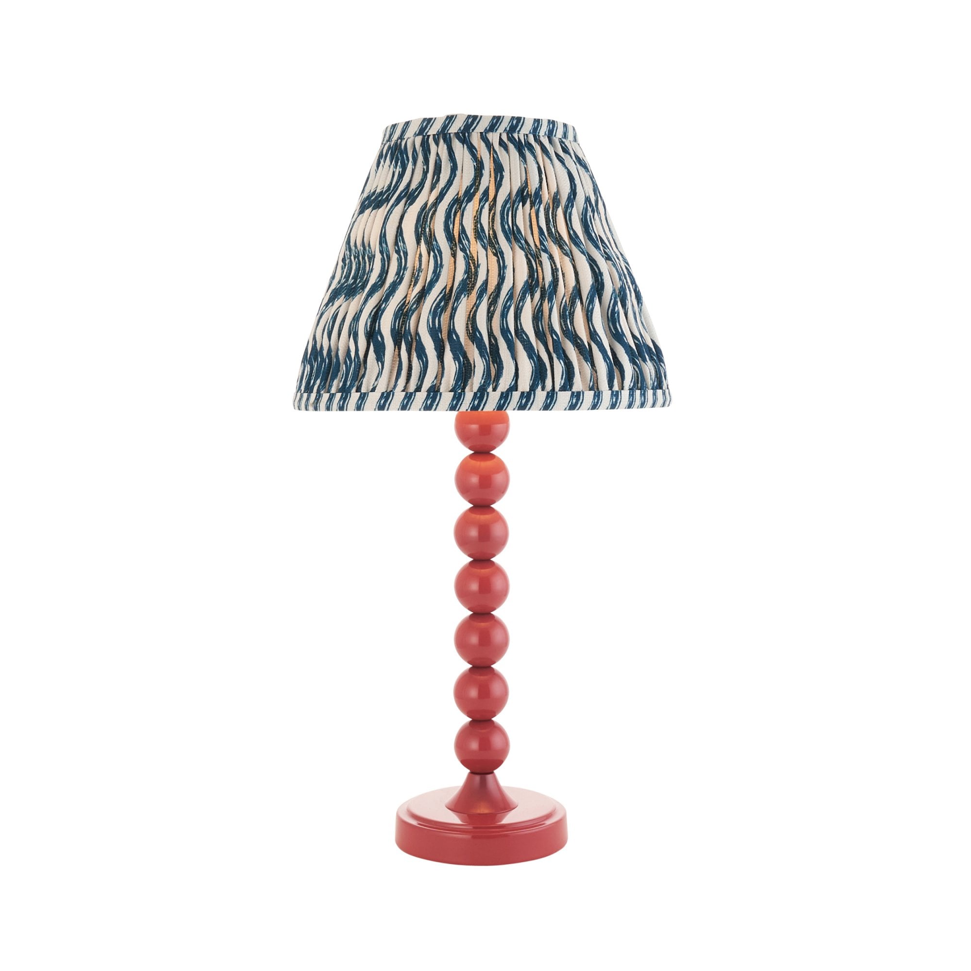 Endon Higgledy Gloss Pink Clay Table Lamp & Ripple 25cm Marlin Blue Shade