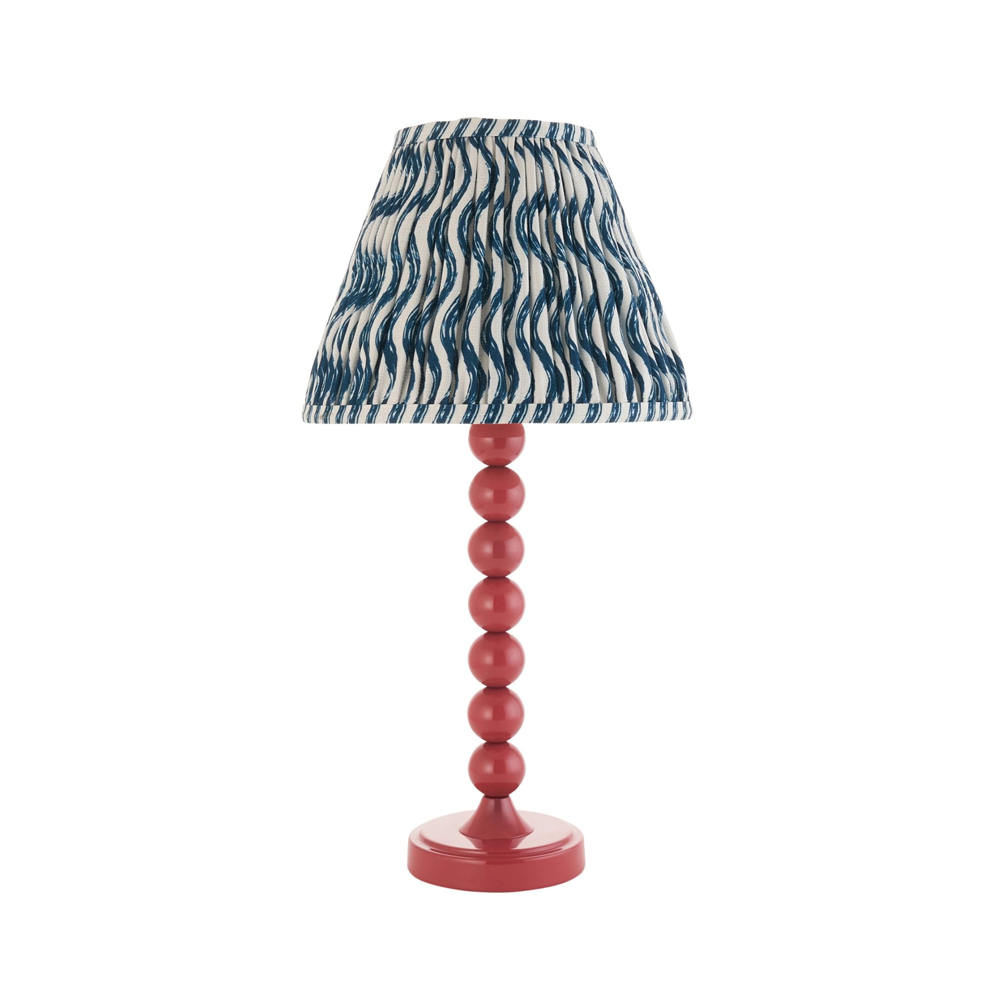 Endon Higgledy Gloss Pink Clay Table Lamp & Ripple 25cm Marlin Blue Shade