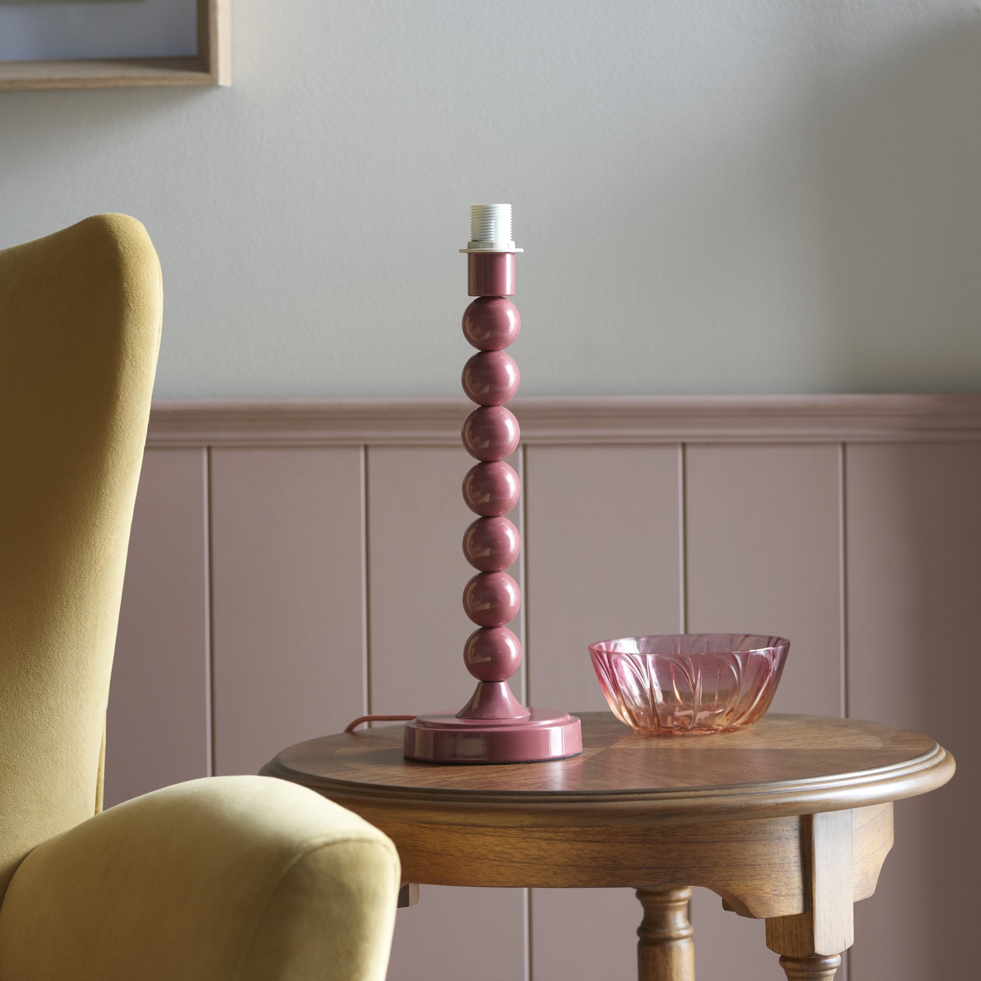 Endon Higgledy Gloss Pink Clay Table Lamp & Zigzag 25cm Cotswold Green Shade