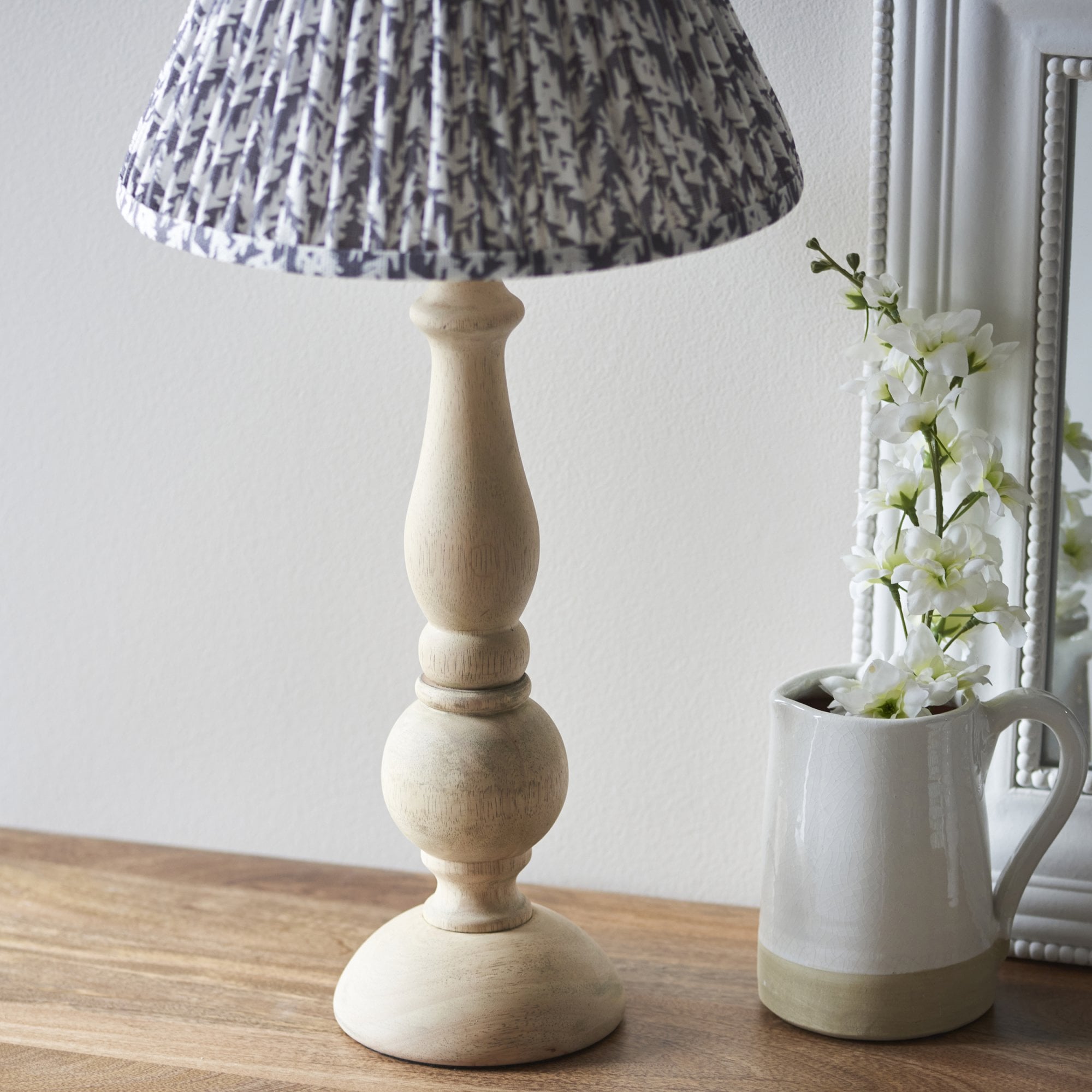 Endon Hidcote Table Lamp & Leaf 30cm Pearl Grey Shade