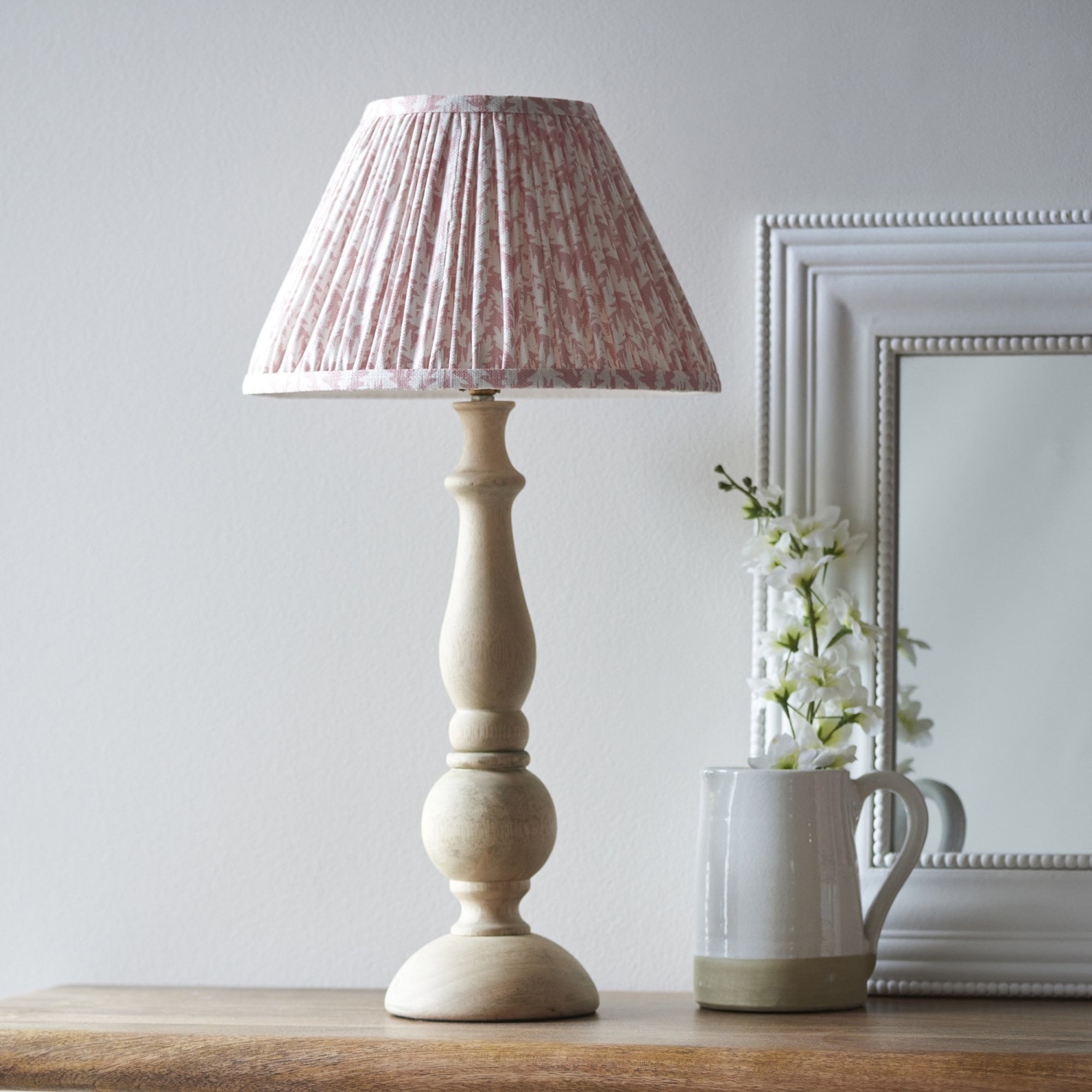 Endon Hidcote Table Lamp & Leaf 30cm Peachy Keen Shade