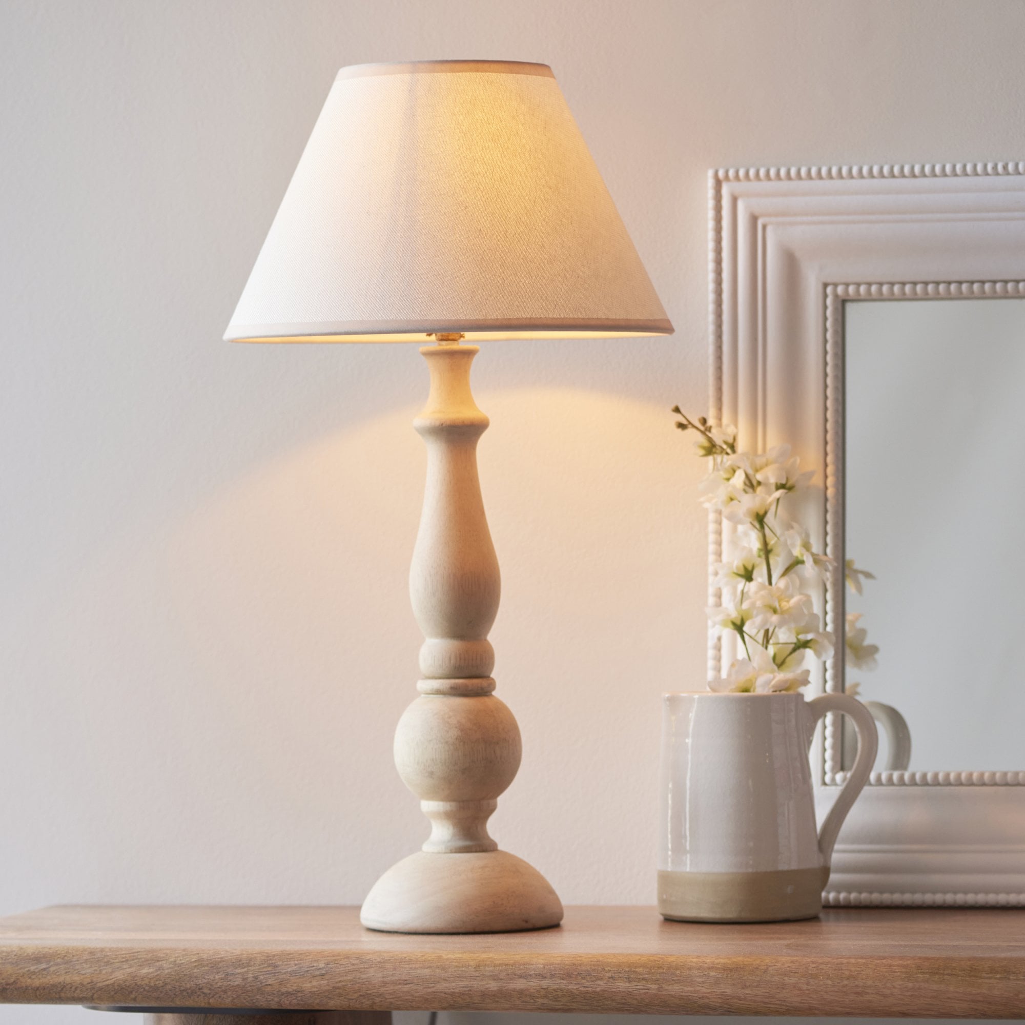 Endon Hidcote Table Lamp & Ivy 30cm Vintage White Shade