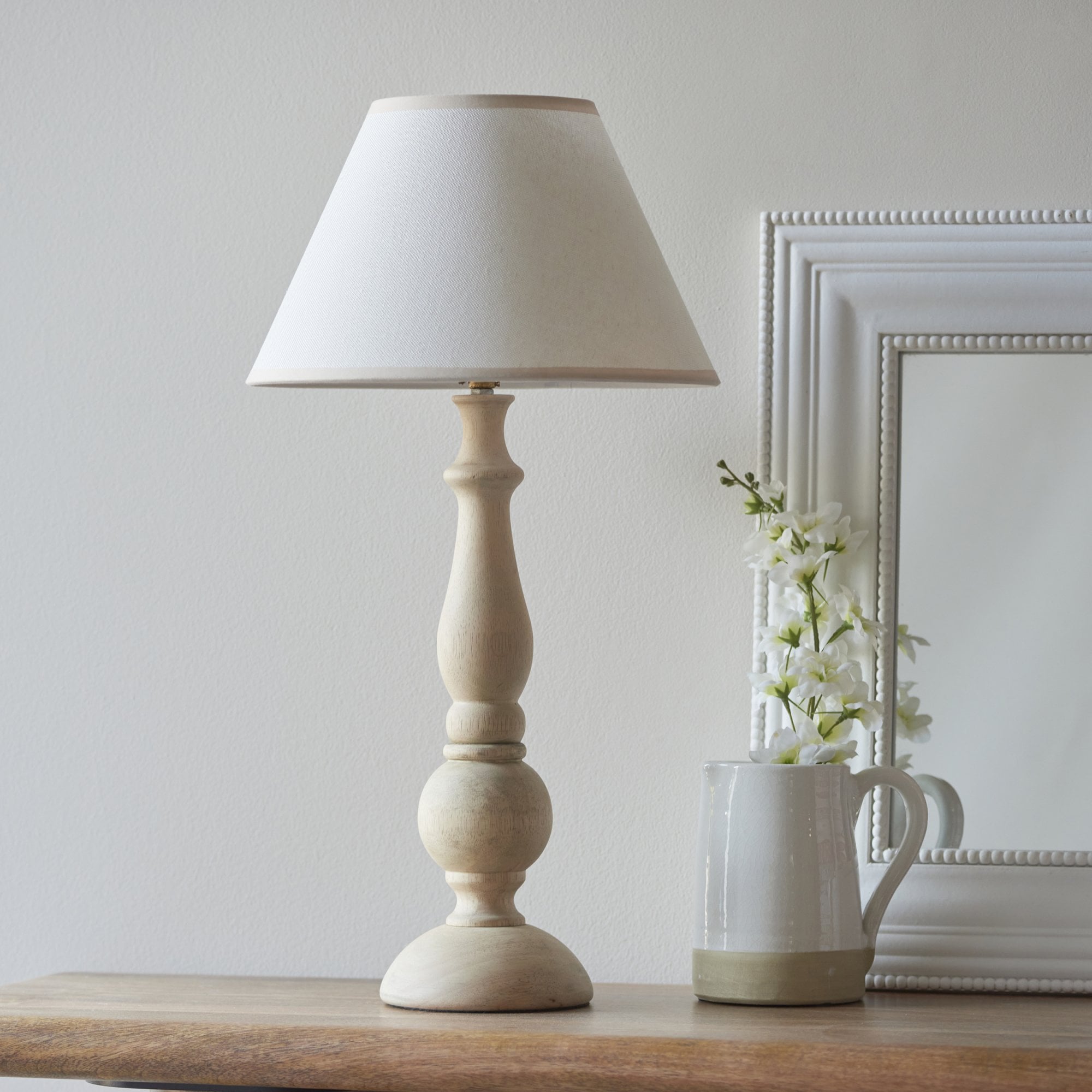 Endon Hidcote Table Lamp & Ivy 30cm Vintage White Shade